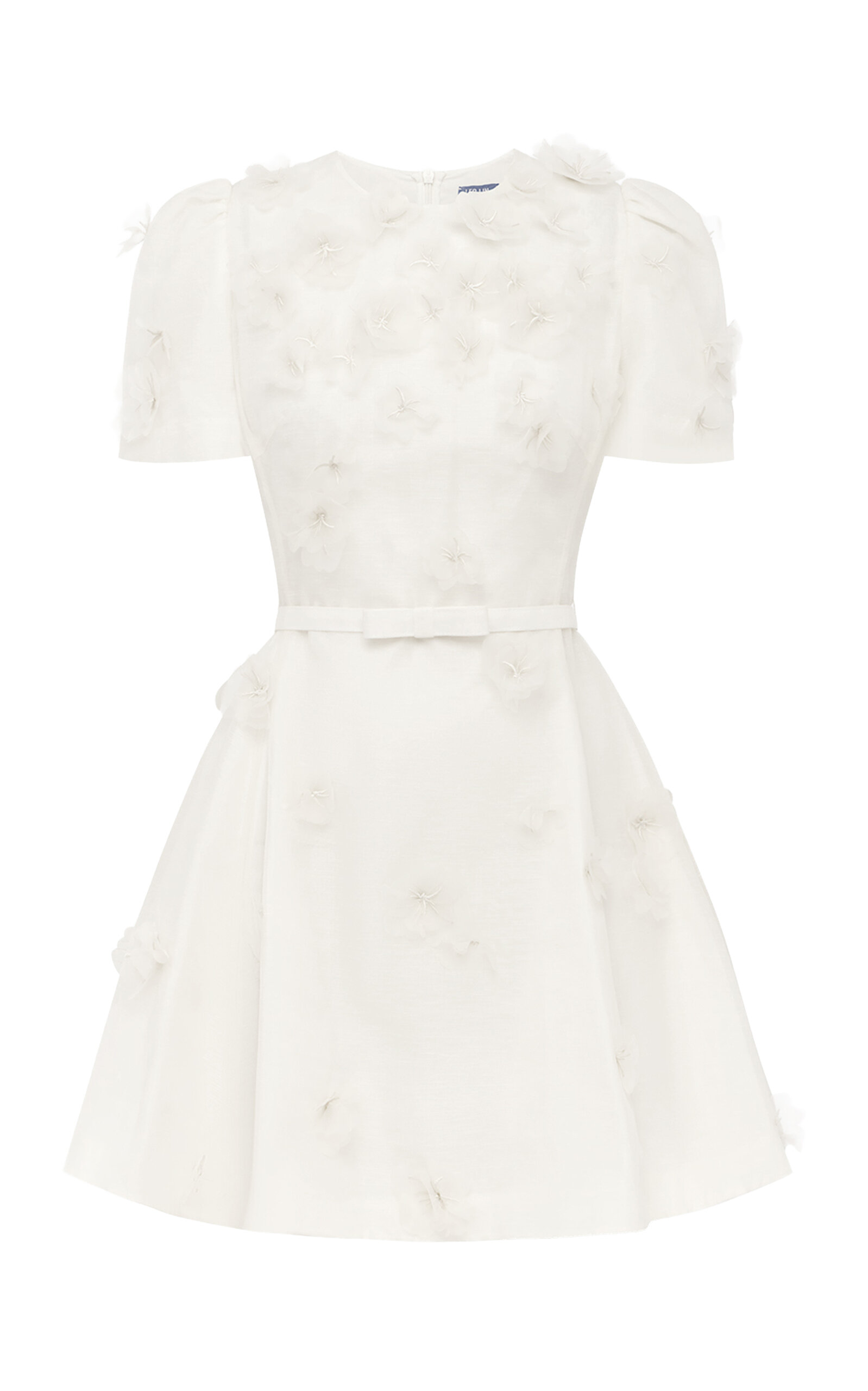 Leo Lin Elyse Petal-Embellished Linen-Silk Mini Dress