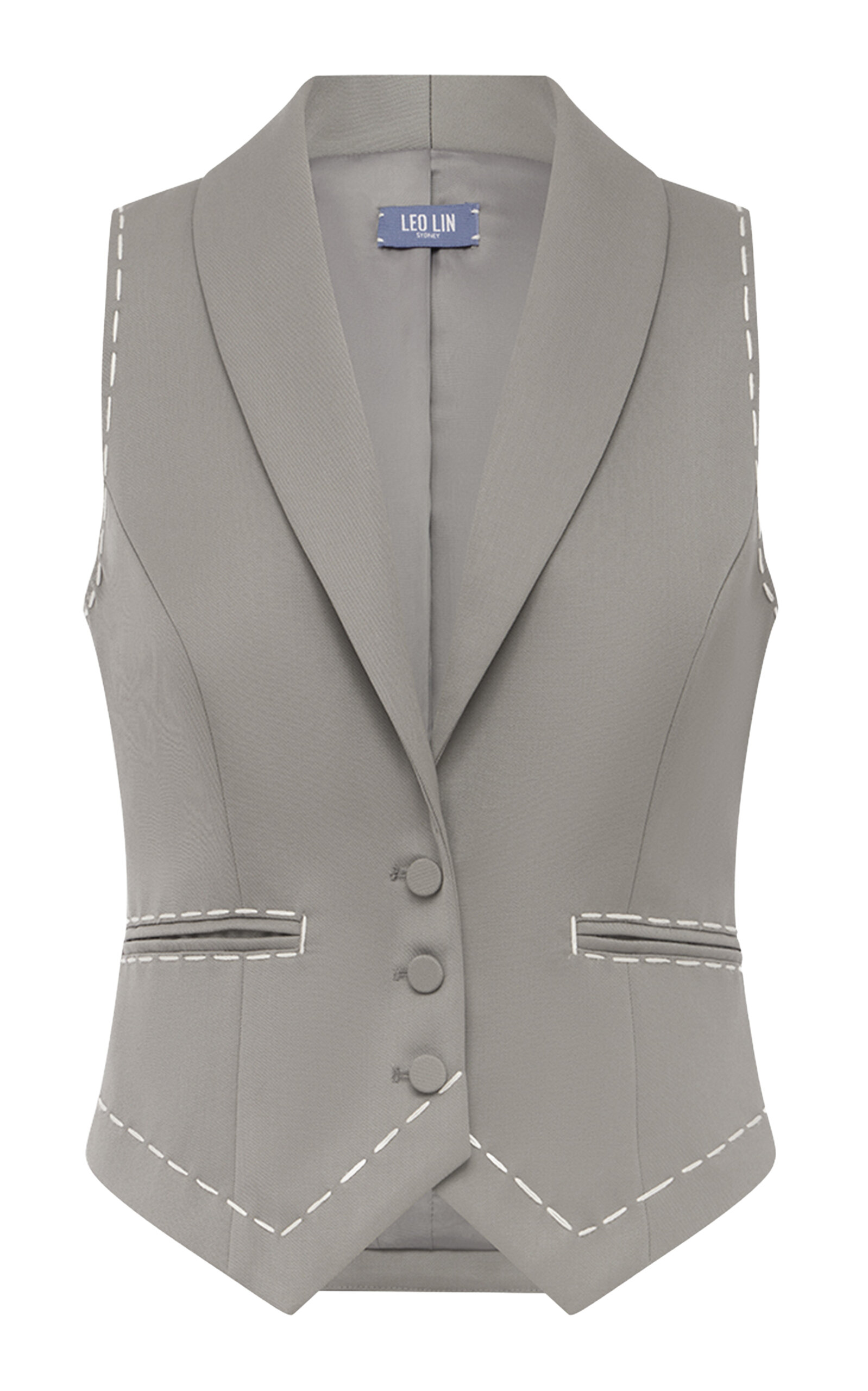 Leo Lin Charli Topstitched Wool Vest
