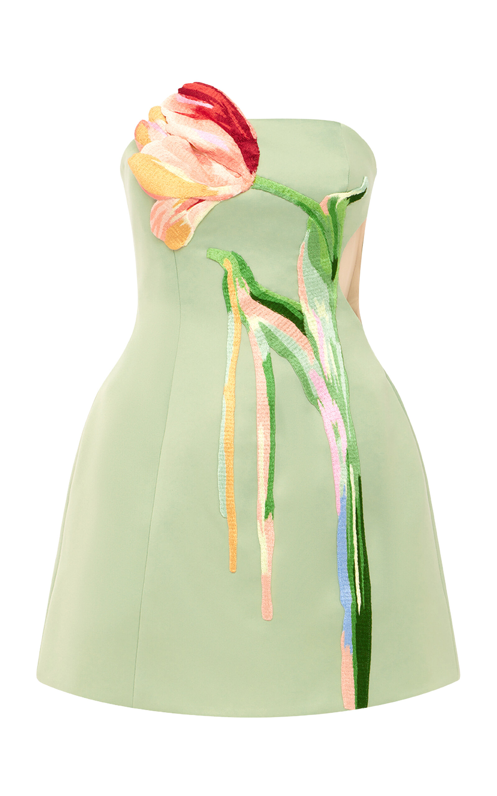 Leo Lin Roselle Floral-Embroidered Cutout Mini Dress