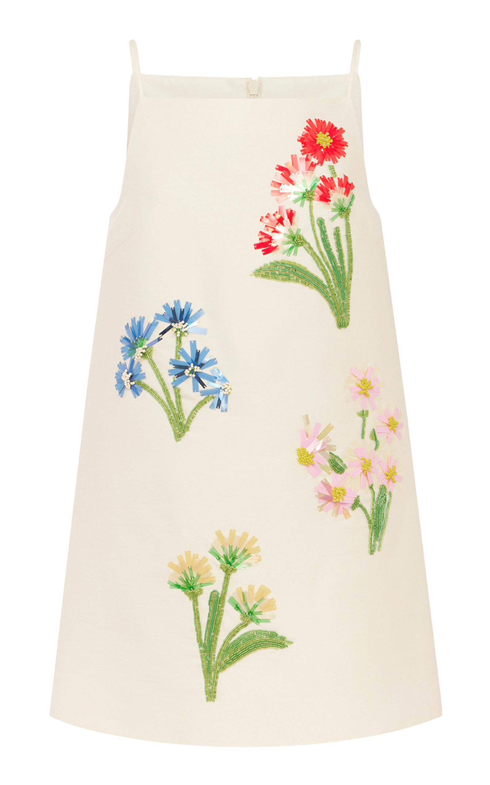 Leo Lin Leia Floral Bead-Embellished Wool-Silk Mini Dress