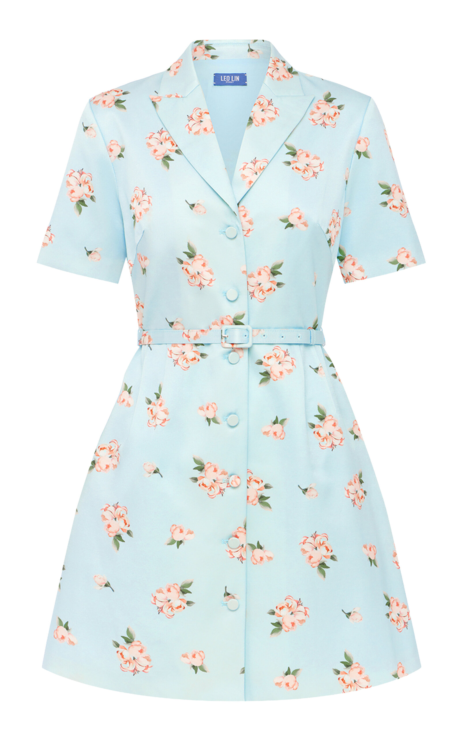 Leo Lin Brigitte Ditsy Floral-Print Cotton-Silk Button-Up Mini Dress