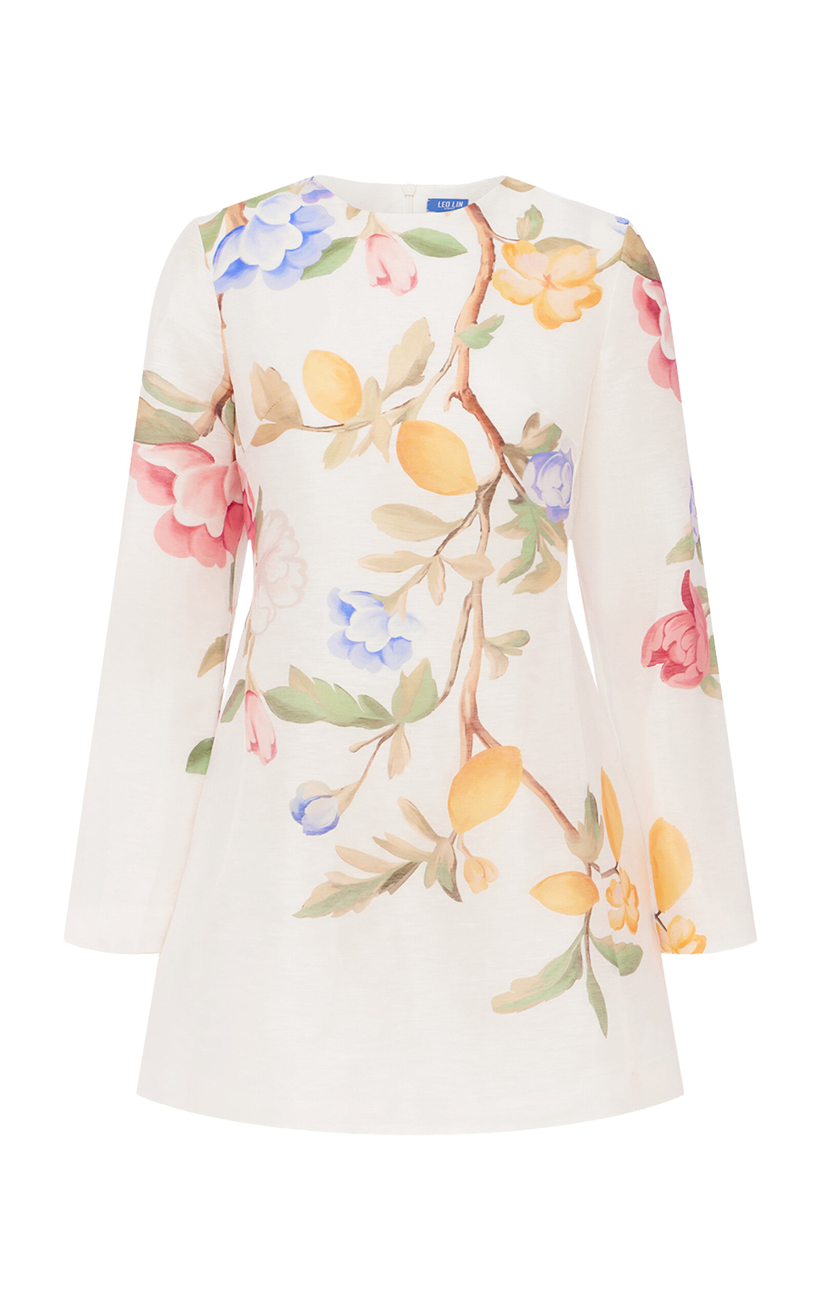 Leo Lin Aliza Floral-Print Linen-Blend Mini Dress