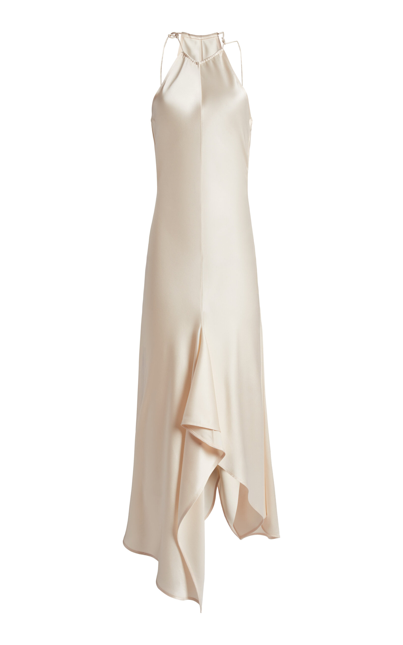 Victoria Beckham Draped Satin Halter Midi Dress
