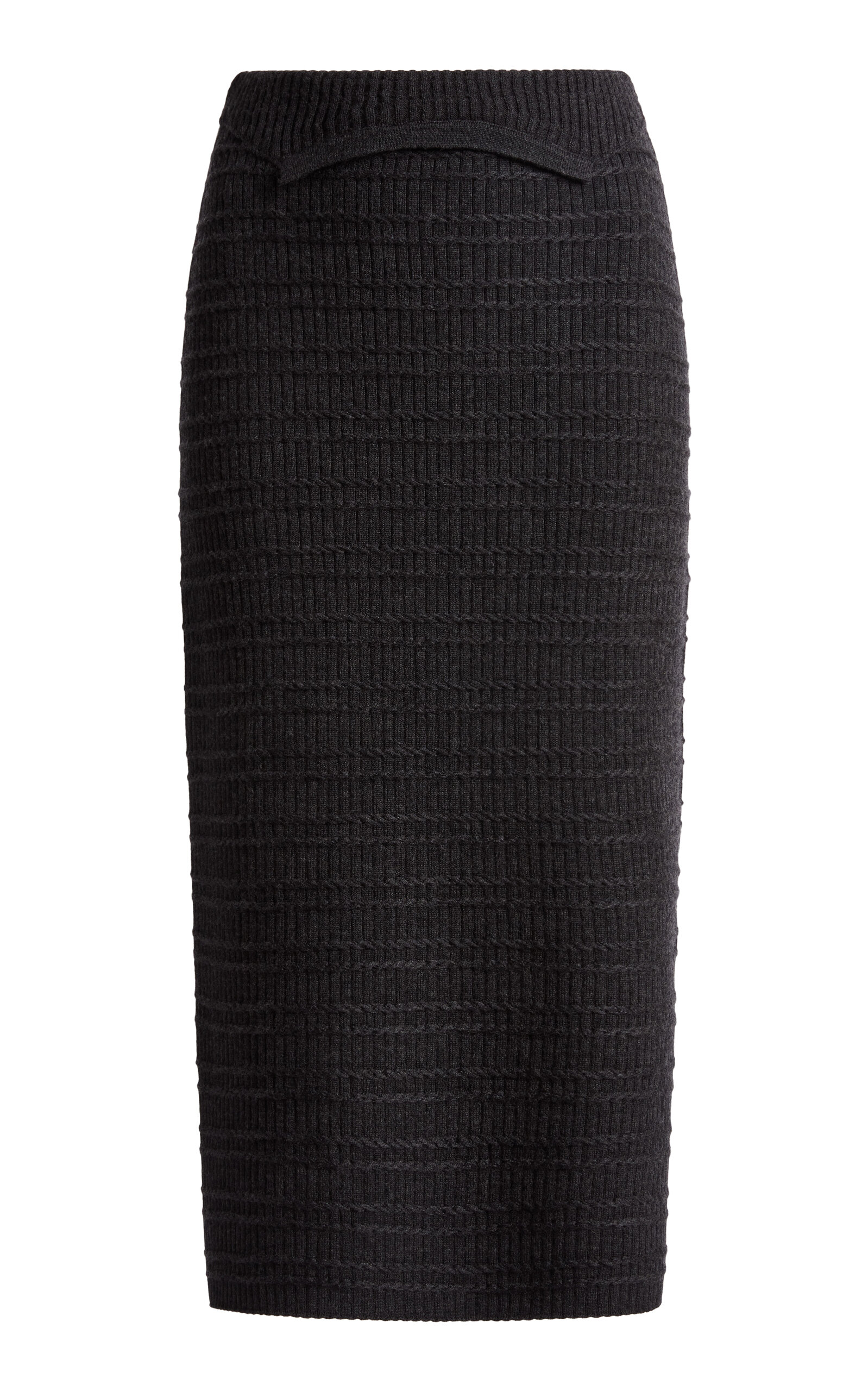 Victoria Beckham Folded Wool-Blend Midi Skirt
