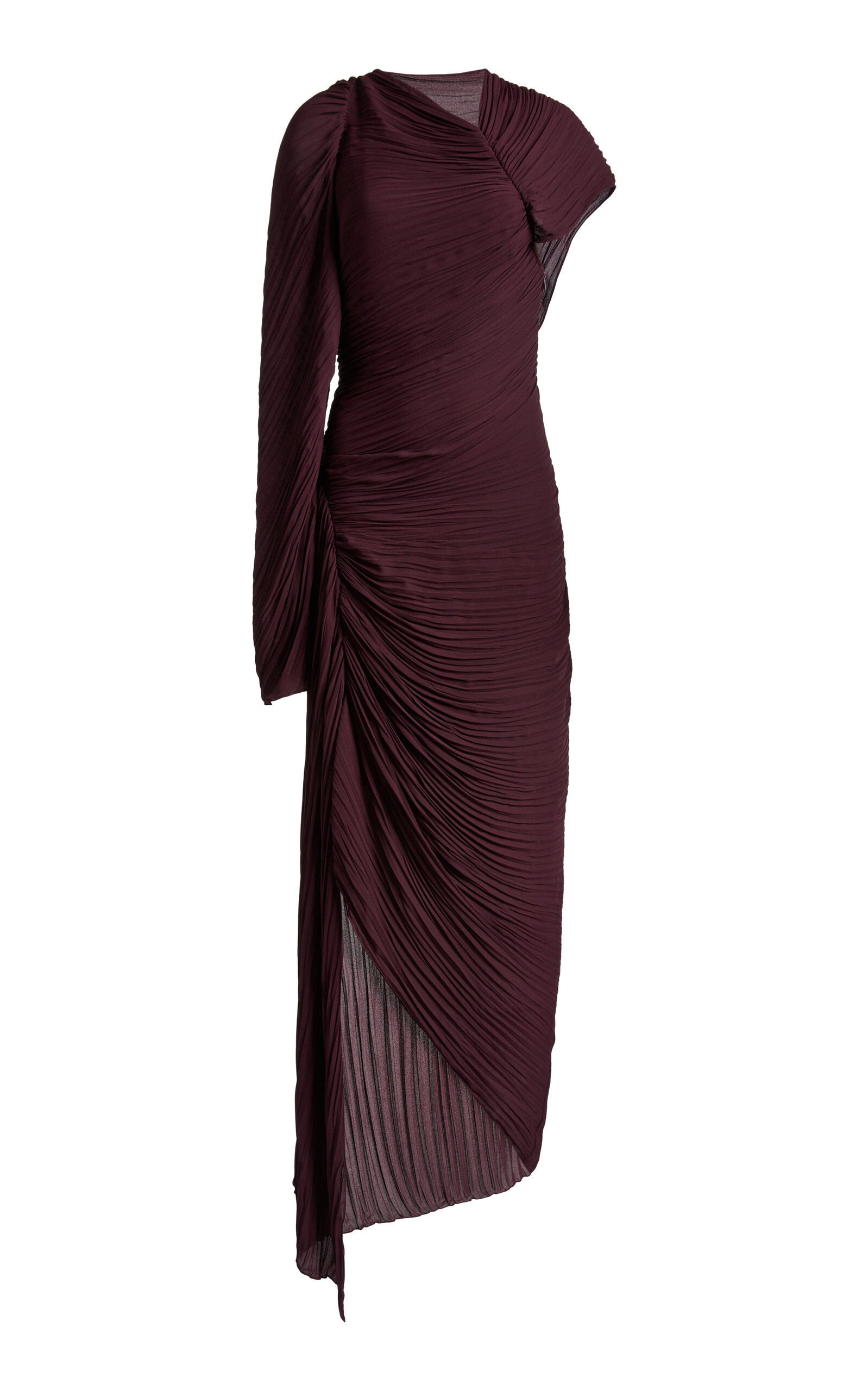 Victoria Beckham Asymmetric Plissé Maxi Dress