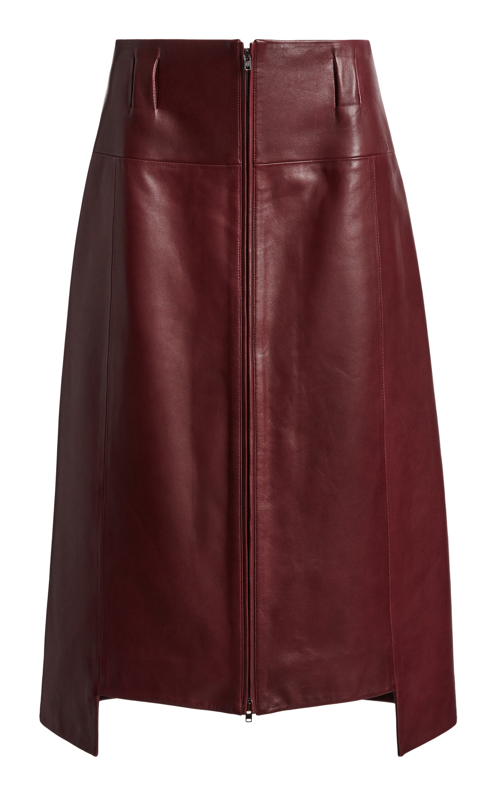 Victoria Beckham Zipped Leather Midi Skirt