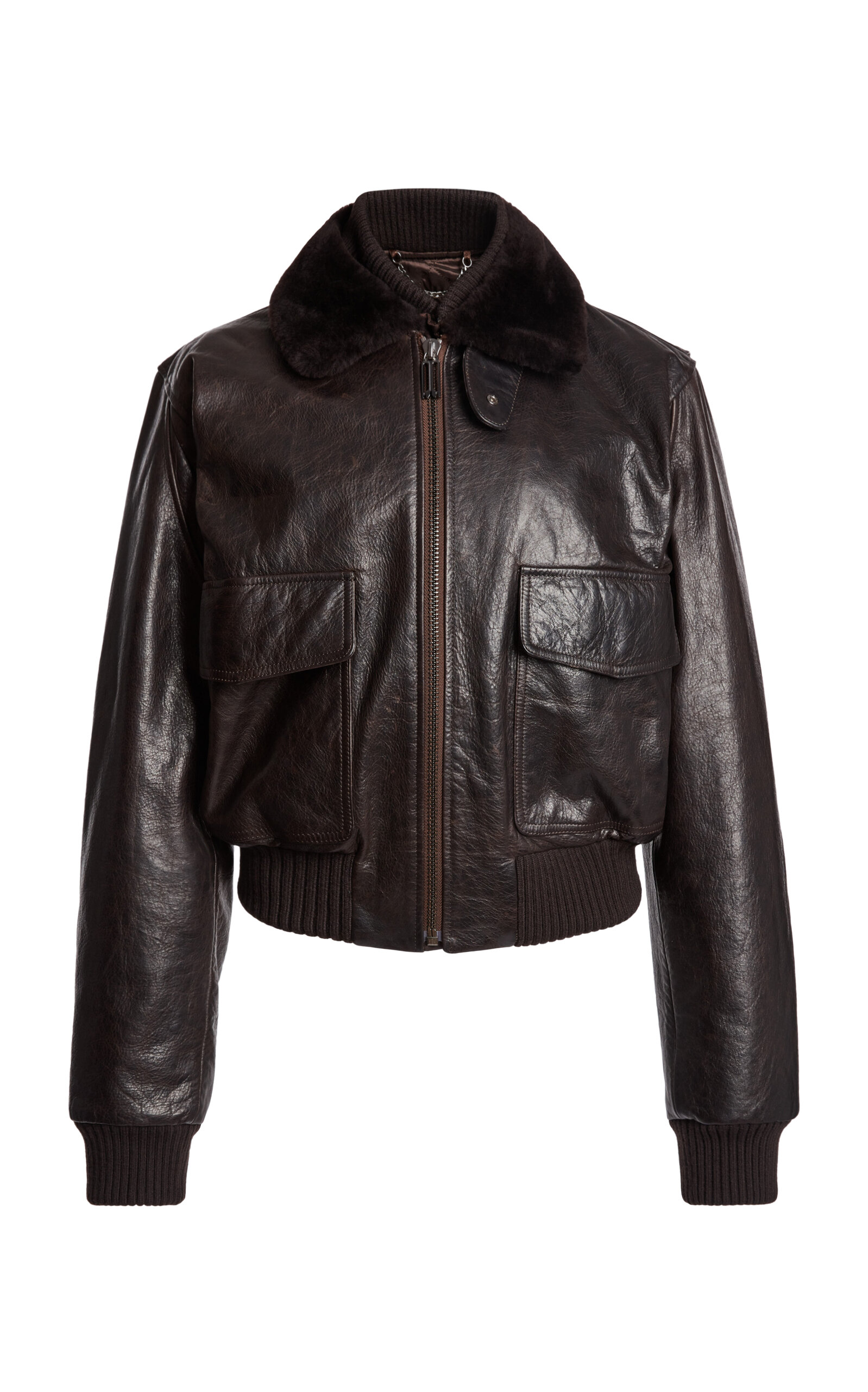 Victoria Beckham Leather Aviator Jacket