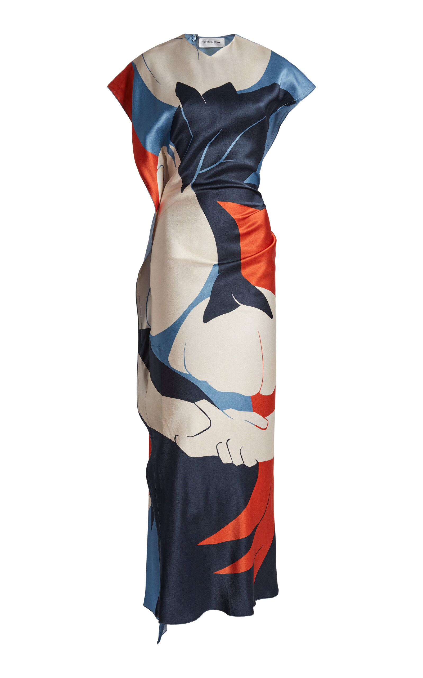 Victoria Beckham Victoria Printed Satin Midi Dress