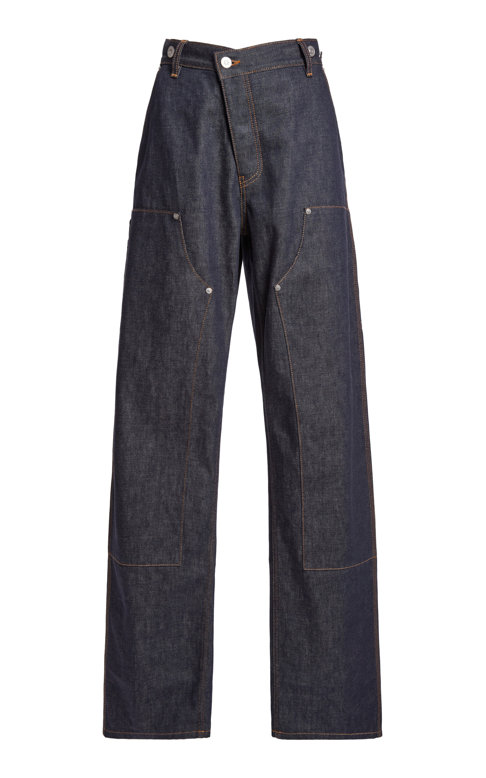 Victoria Beckham Rigid Mid-Rise Wide-Leg Utility Jeans