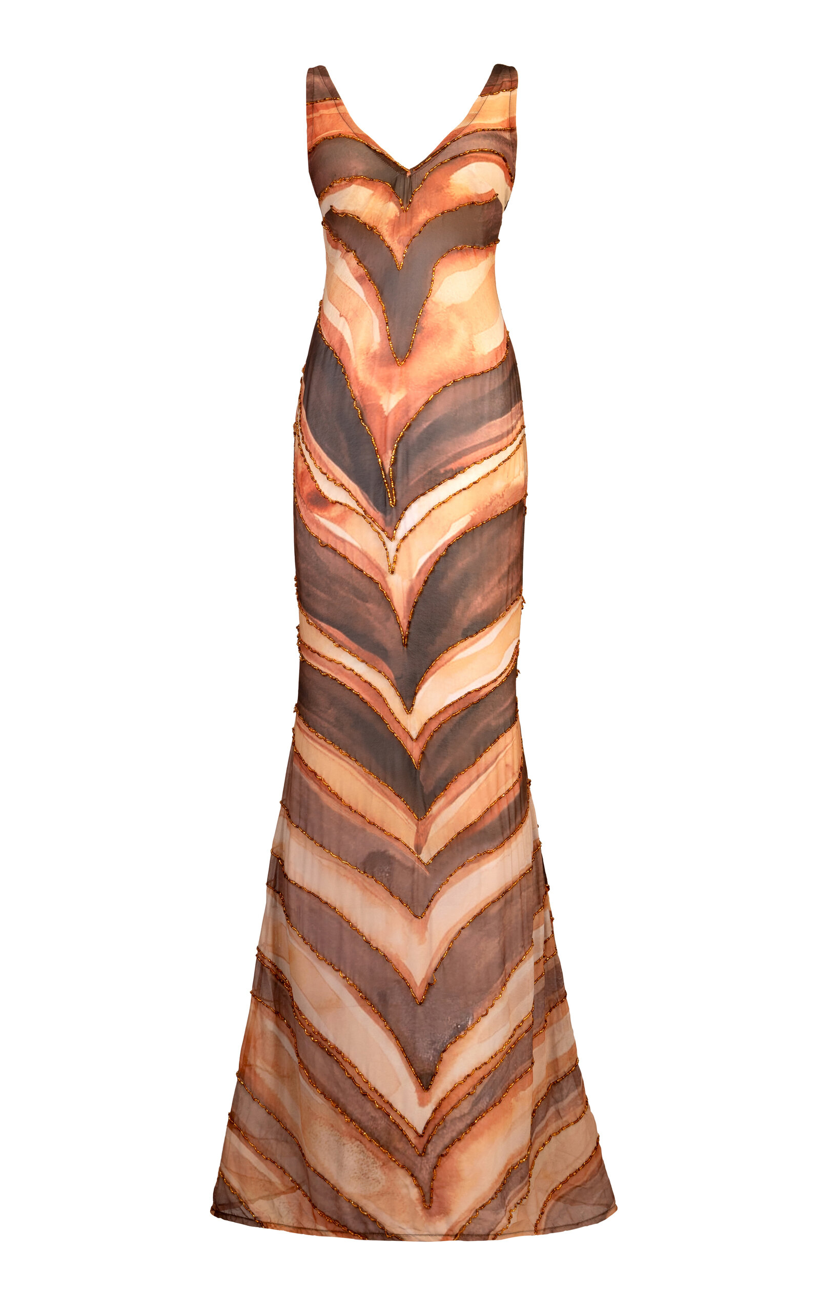 Kilentar Eti Bead-Embellished Silk Chiffon Maxi Dress