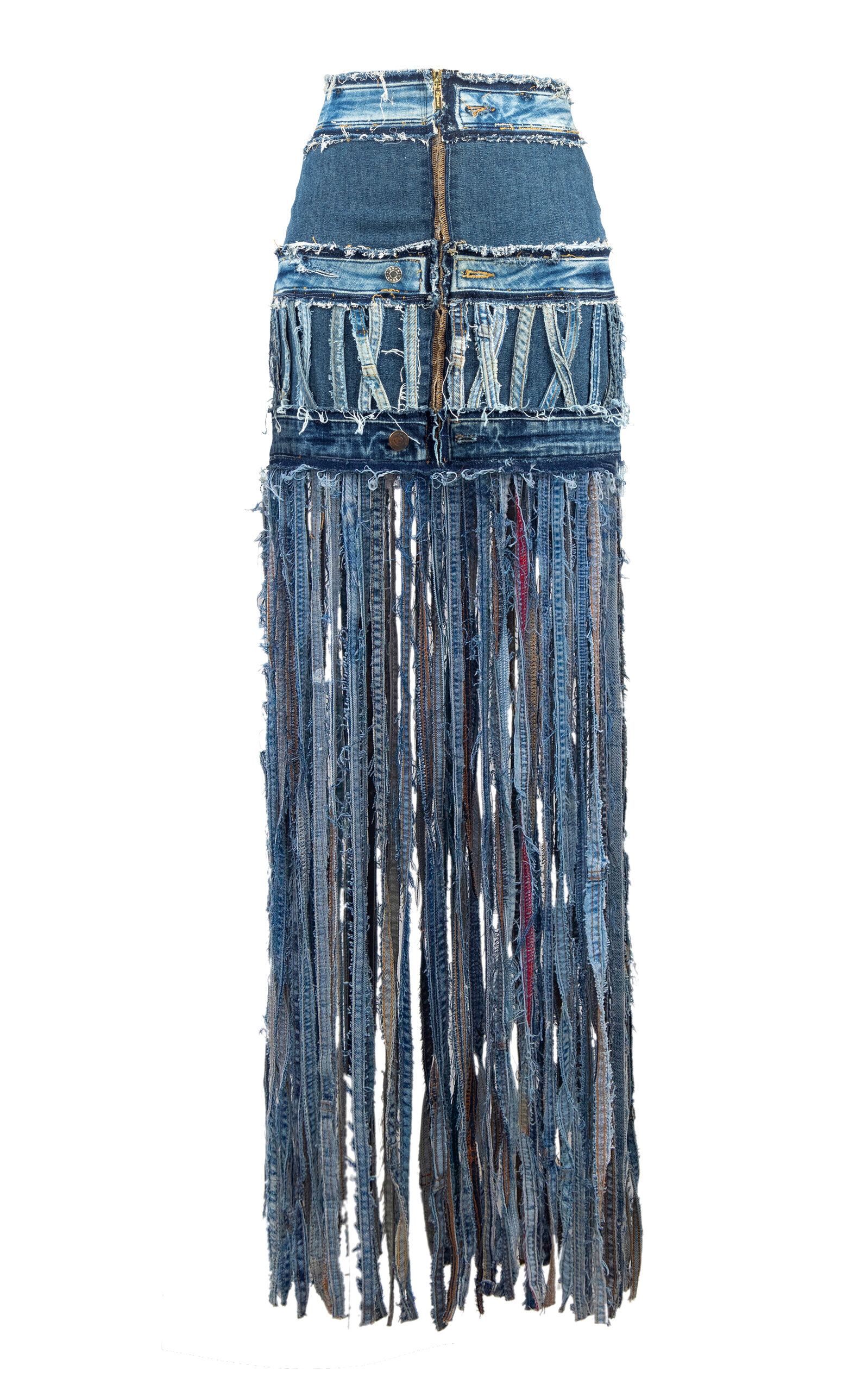 BOYEDOE Odeneho Fringe Denim Skirt