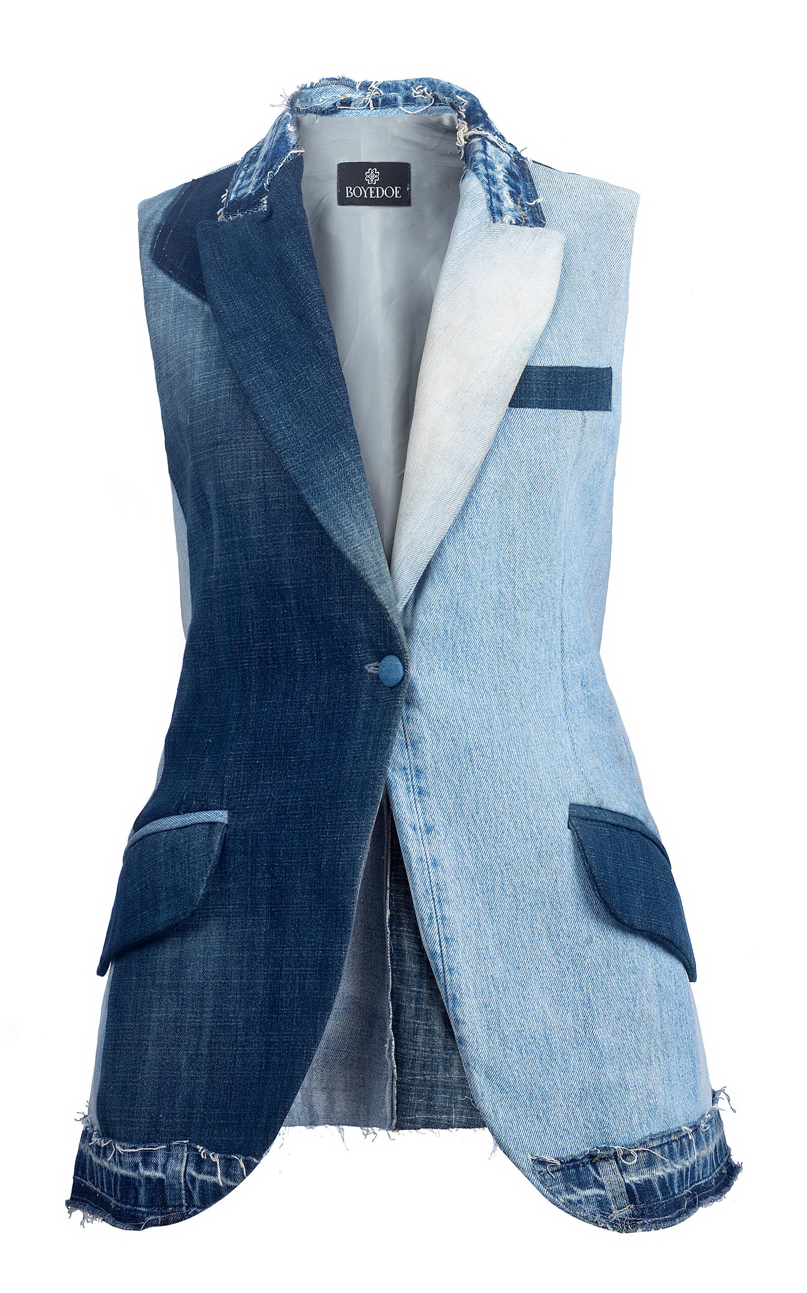 BOYEDOE Odeneho Two-Tone Sleeveless Denim Jacket