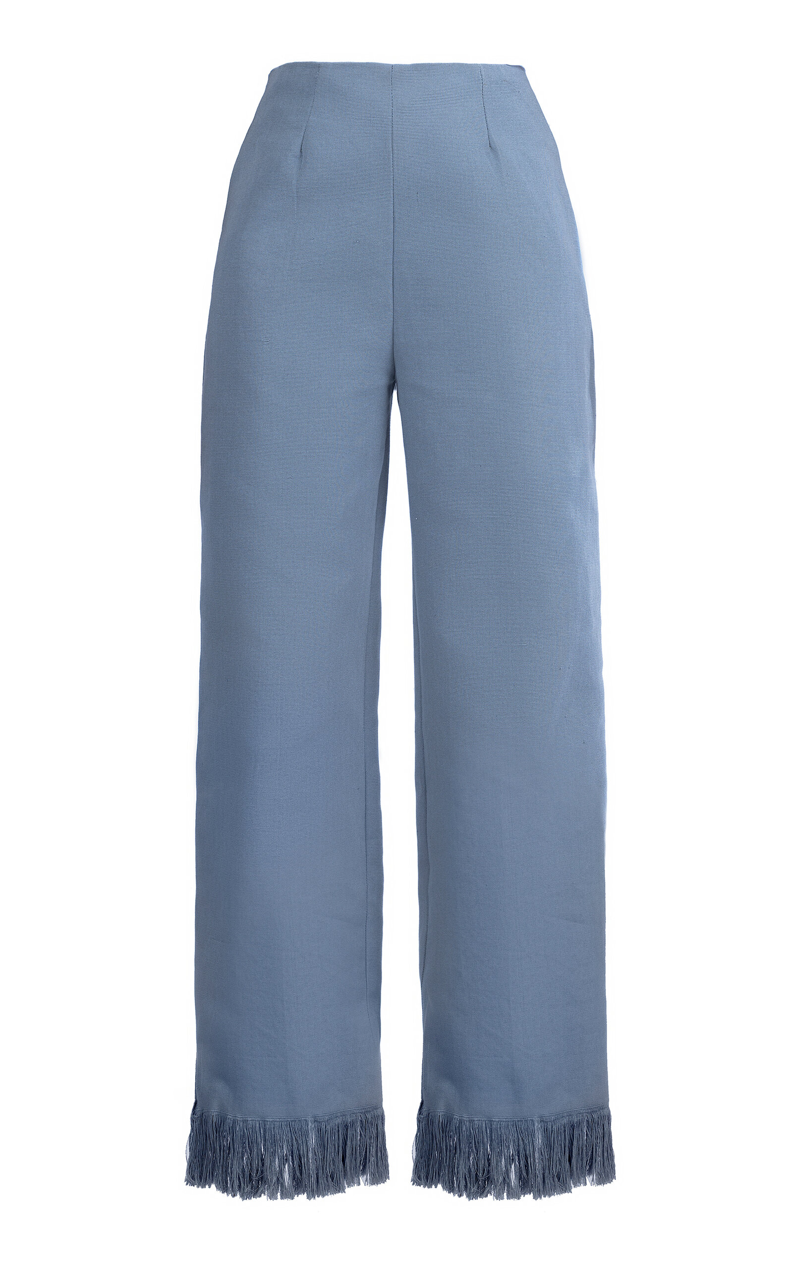 BOYEDOE Yihane Fringe-Trimmed Mid-Rise Straight-Leg Cotton-Blend Pants