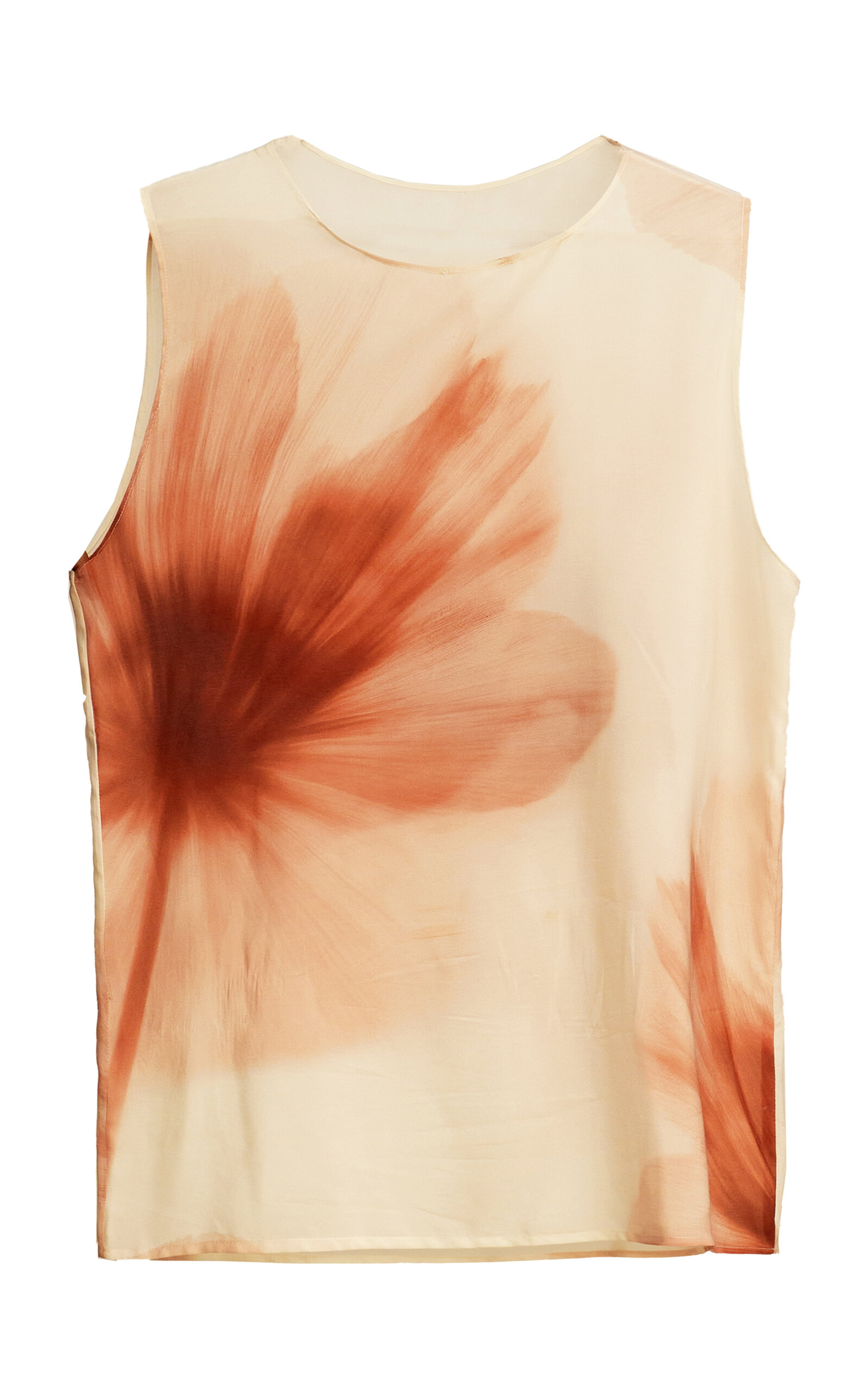 Orange Culture Bloom Silk Tank Top