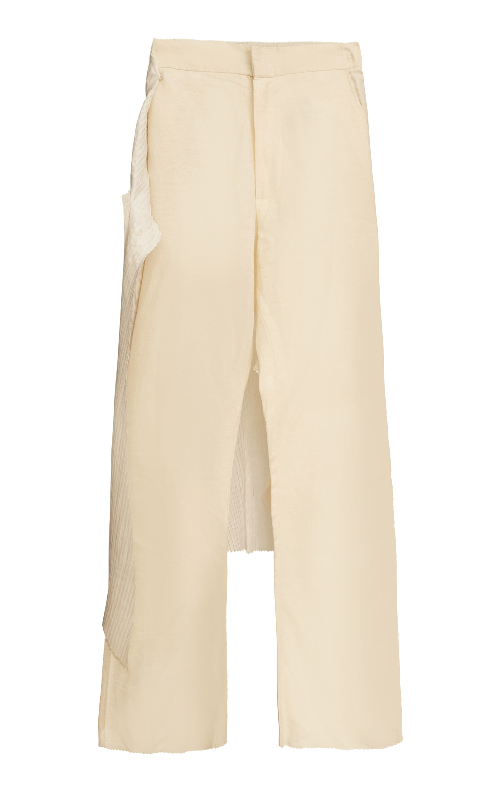 Orange Culture Still Skouzer Linen-Satin Mid-Rise Flared Pants