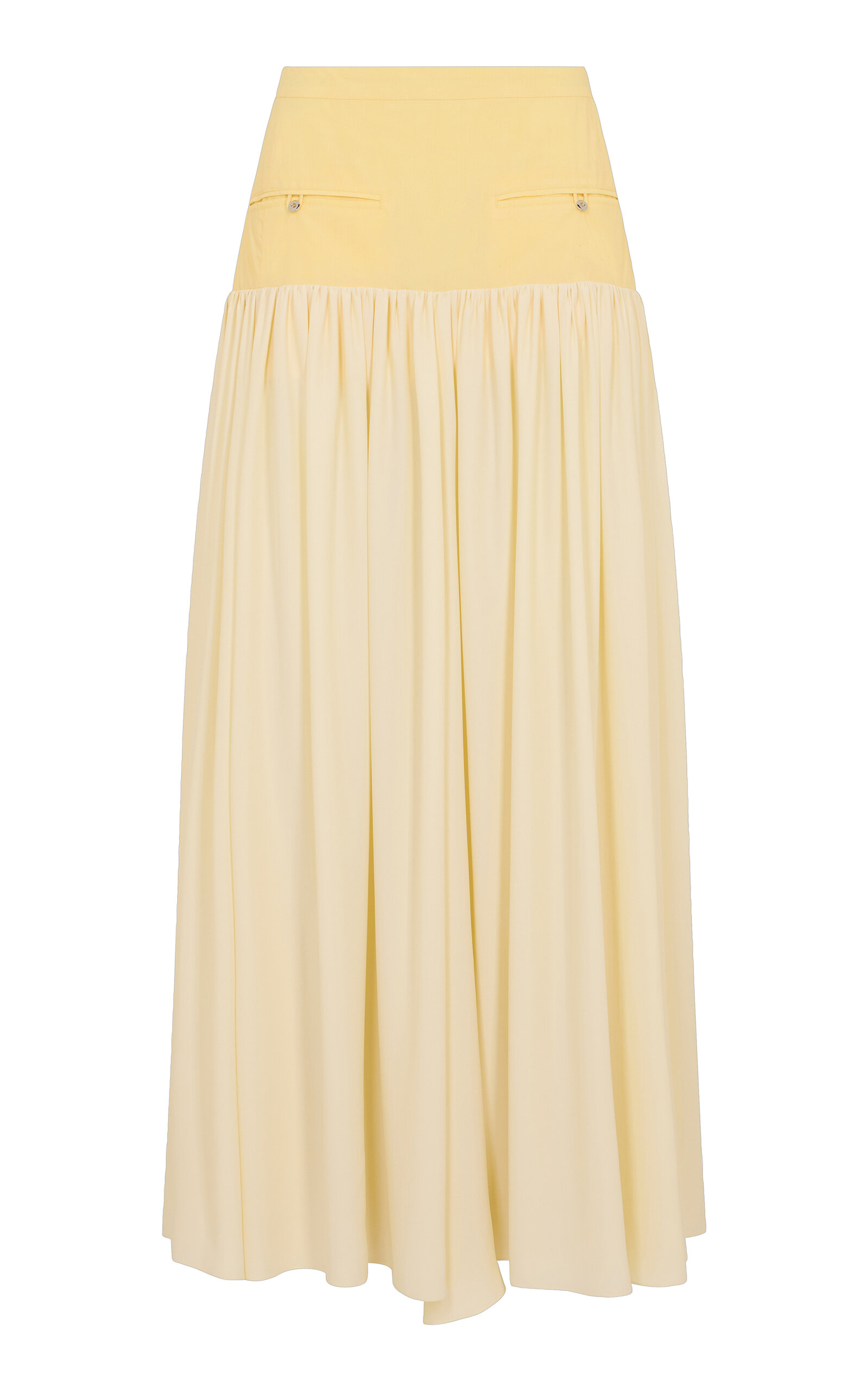 Rabanne Gathered Cotton & Crepe De Chine Maxi Skirt