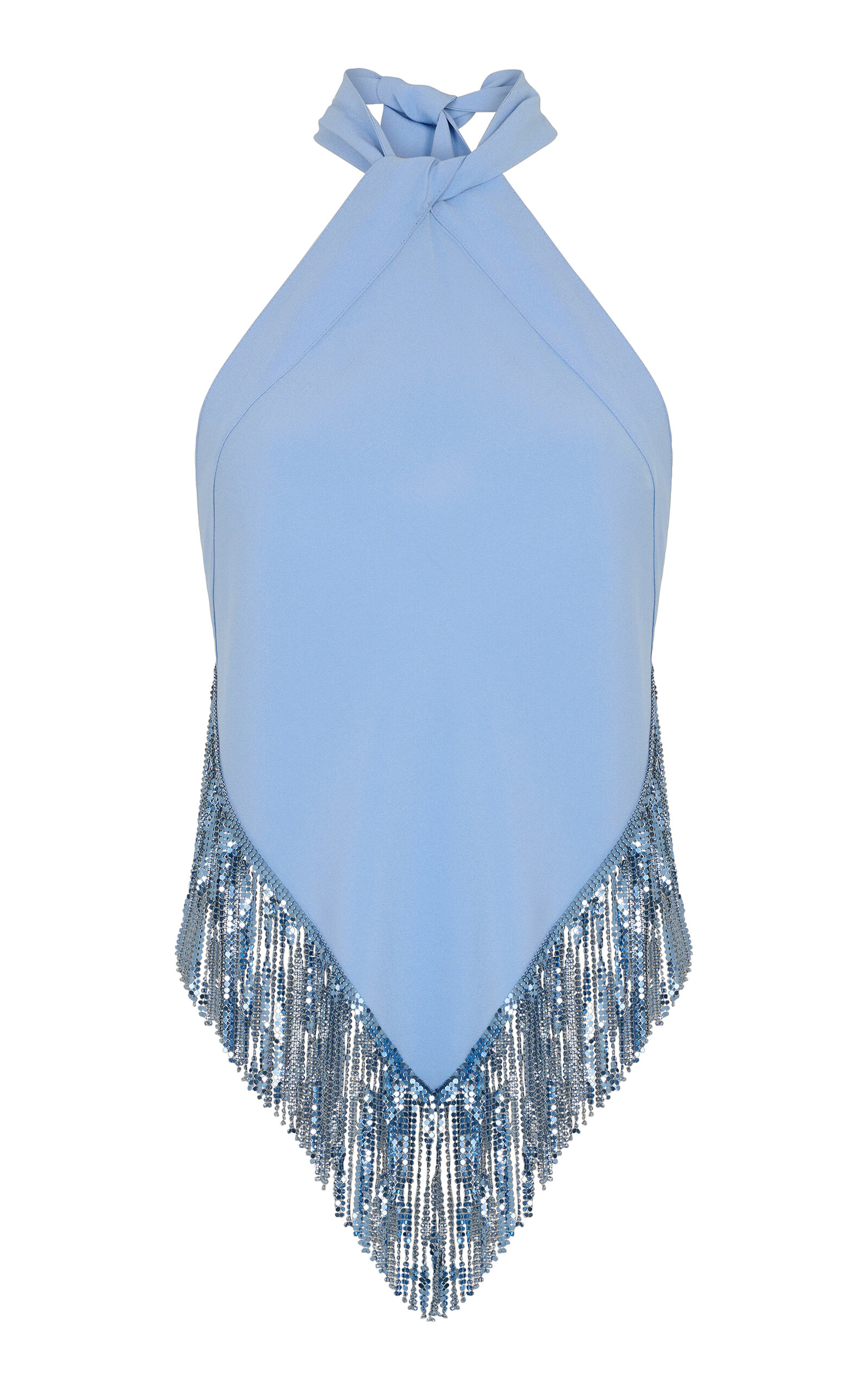 Rabanne Fringed Mesh & Crepe Top