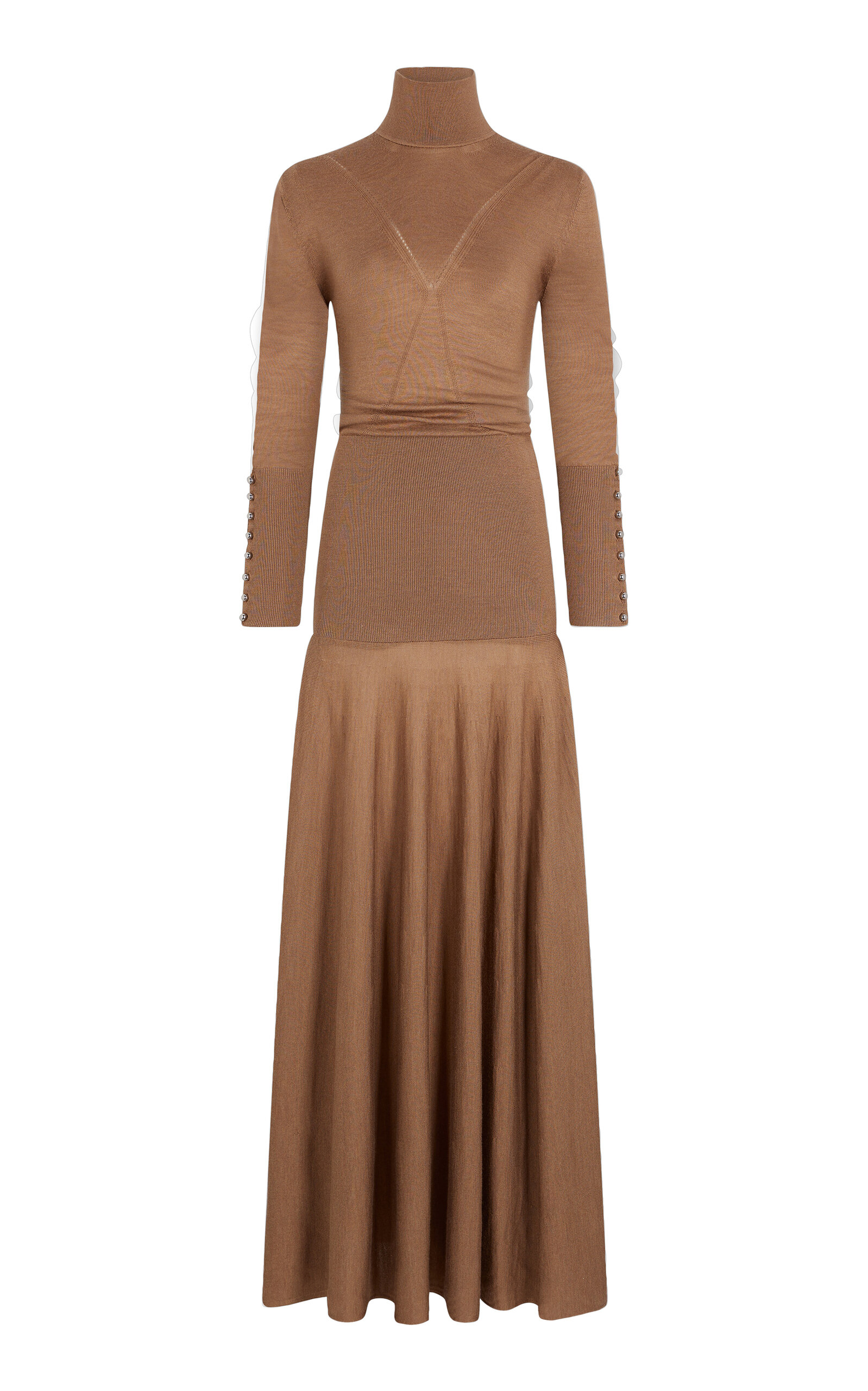 Rabanne Turtleneck Wool-Silk Gown