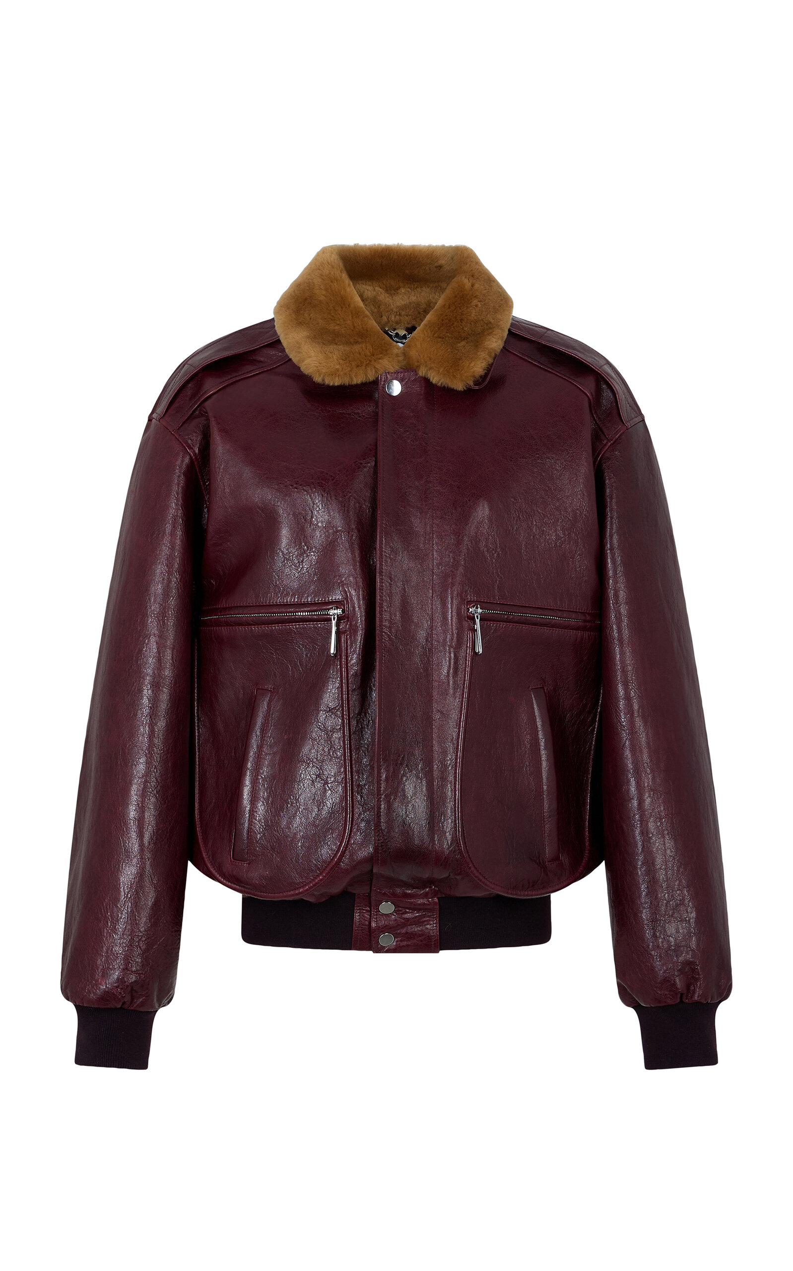 Rabanne Shearling-Collared Leather Jacket