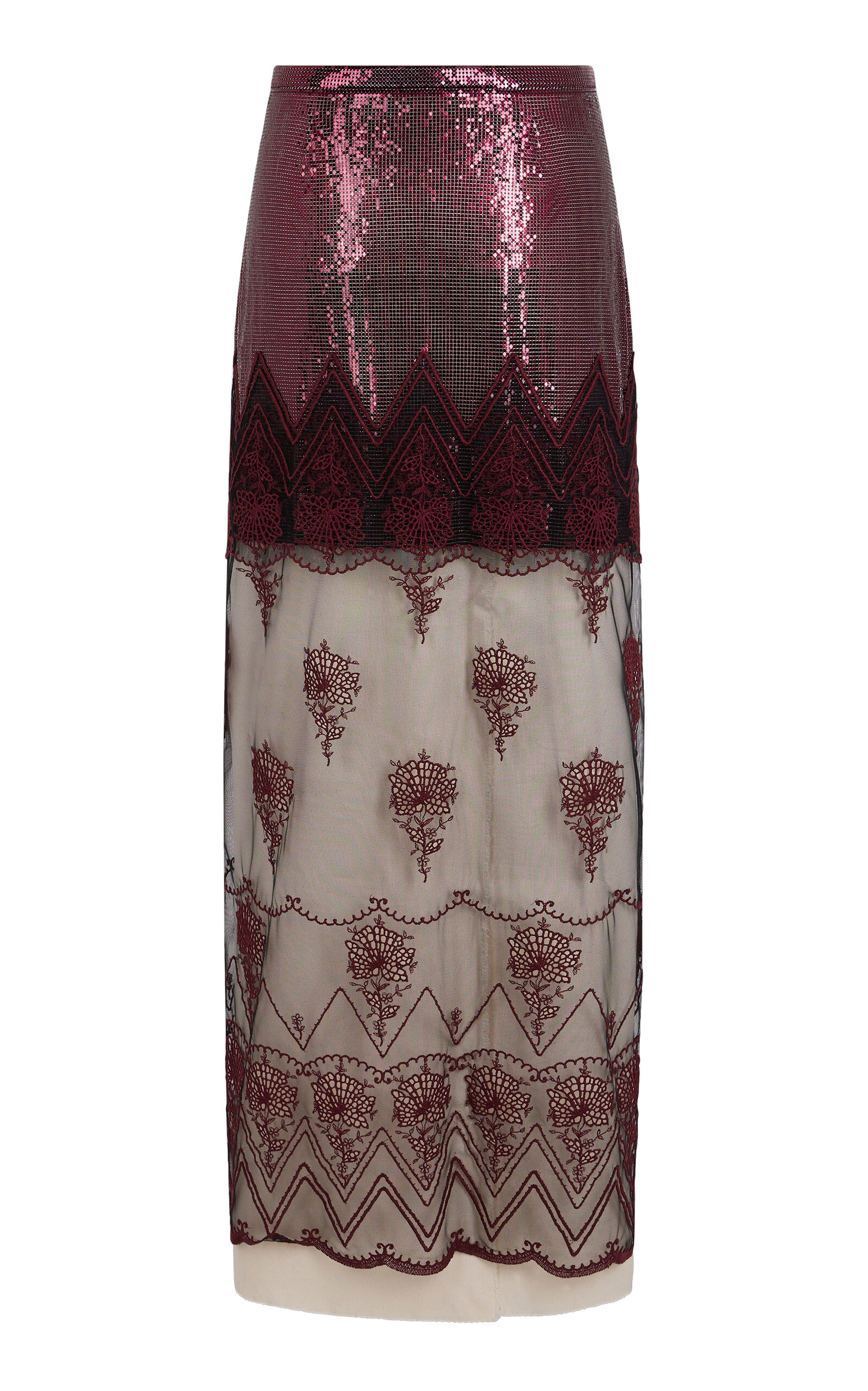 Rabanne Embroidered Mesh Maxi Skirt