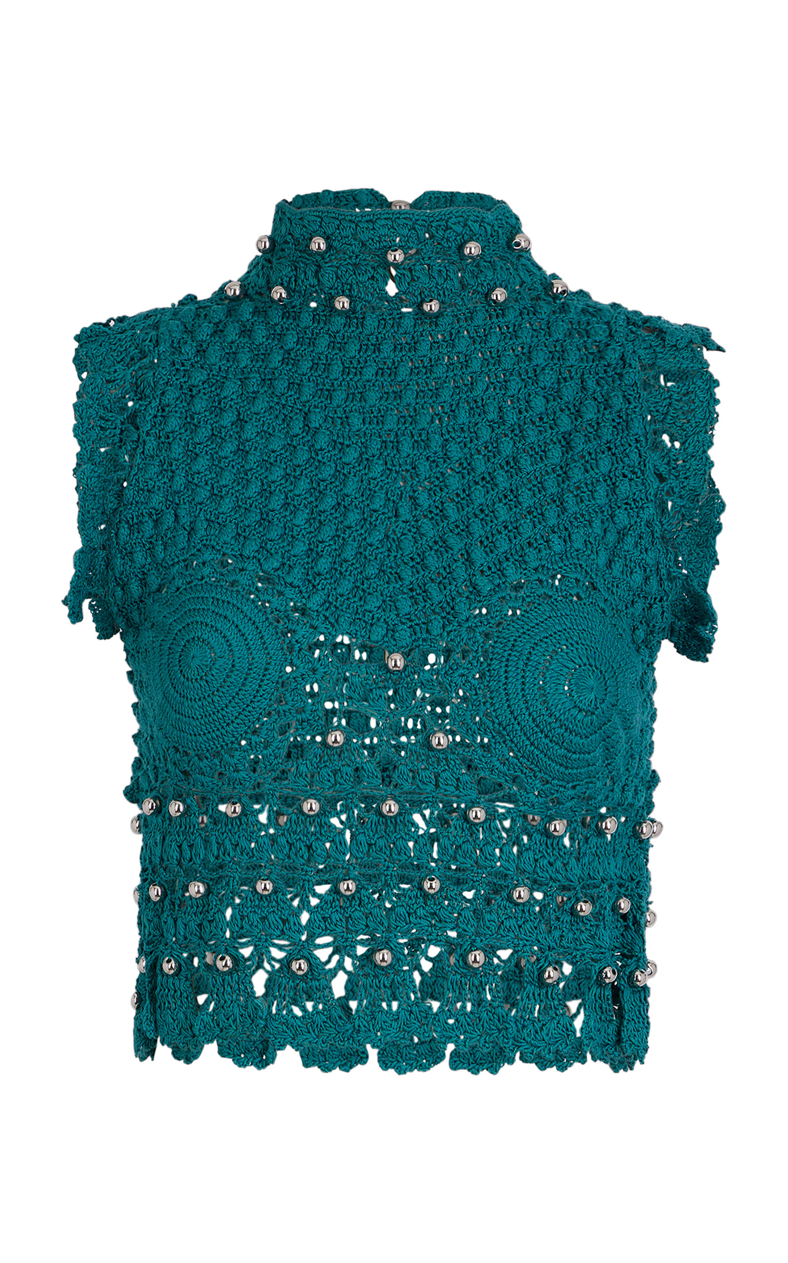Rabanne Cropped Crocheted Cotton Top