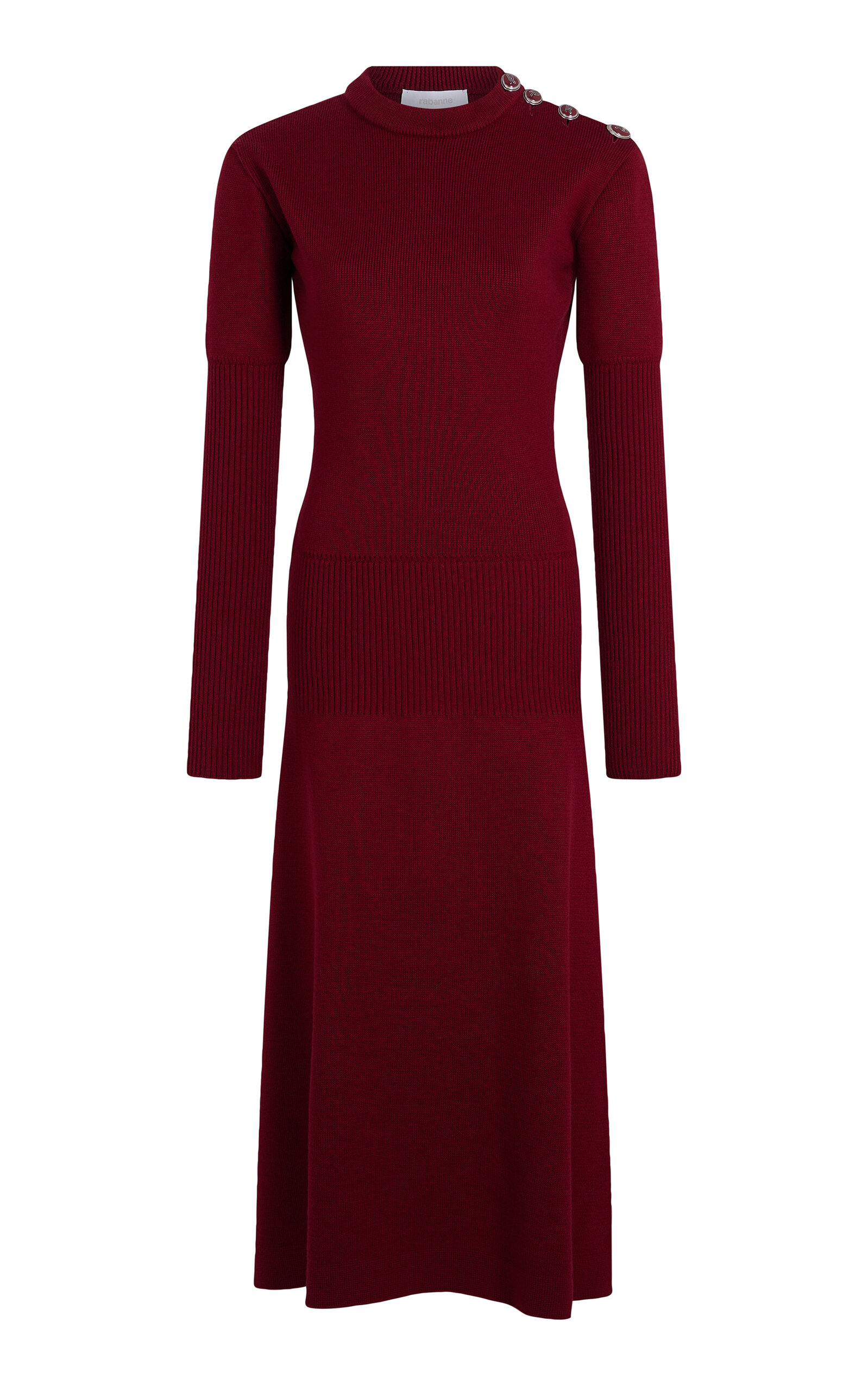 Rabanne Button-Detailed Merino-Wool Midi Dress