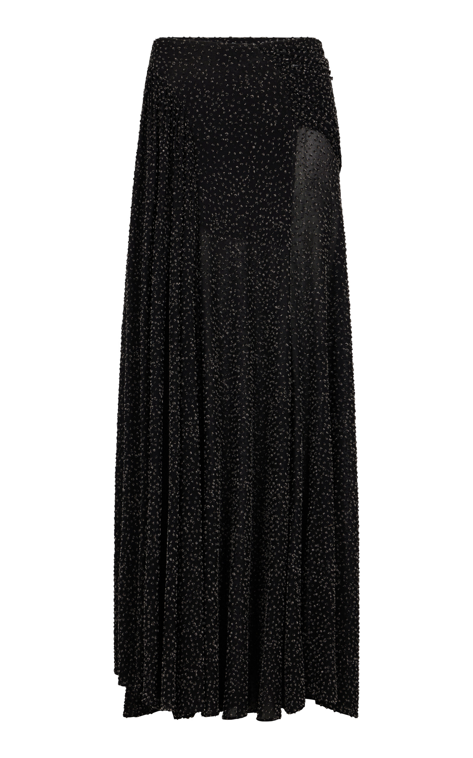 Rabanne Draped Polka-Dot Midi Skirt