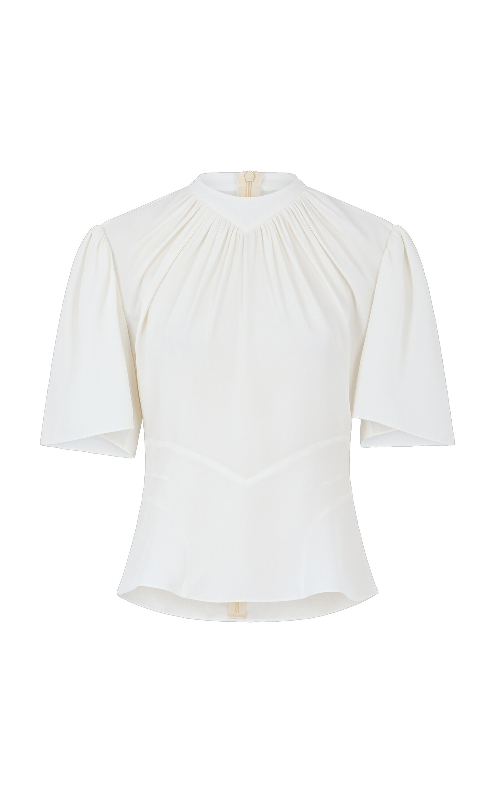 Rabanne Gathered Crepe-Back Satin Blouse
