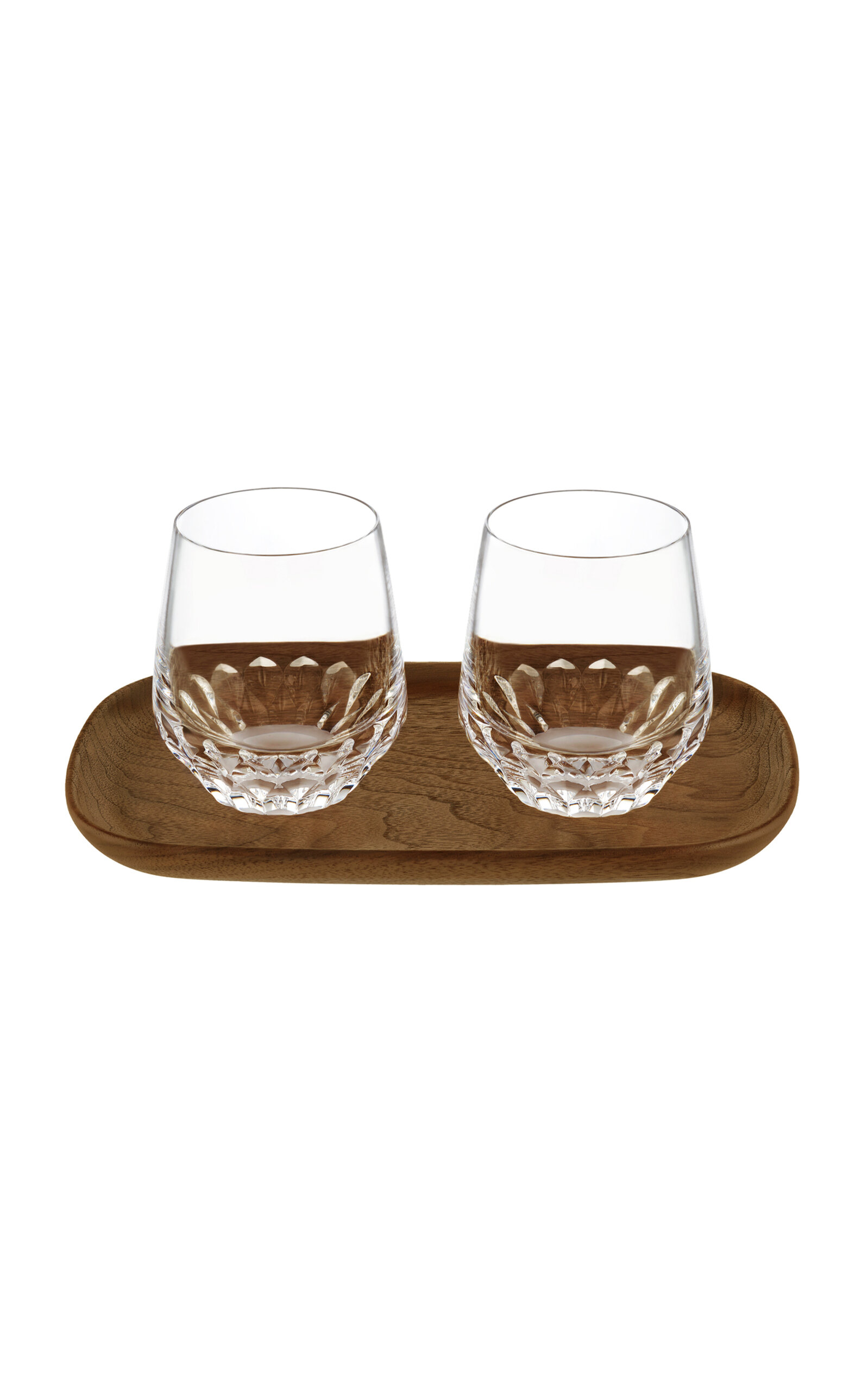 Saint-Louis Folia 2 Lungo Tumblers And Wooden Tray Set - Multi