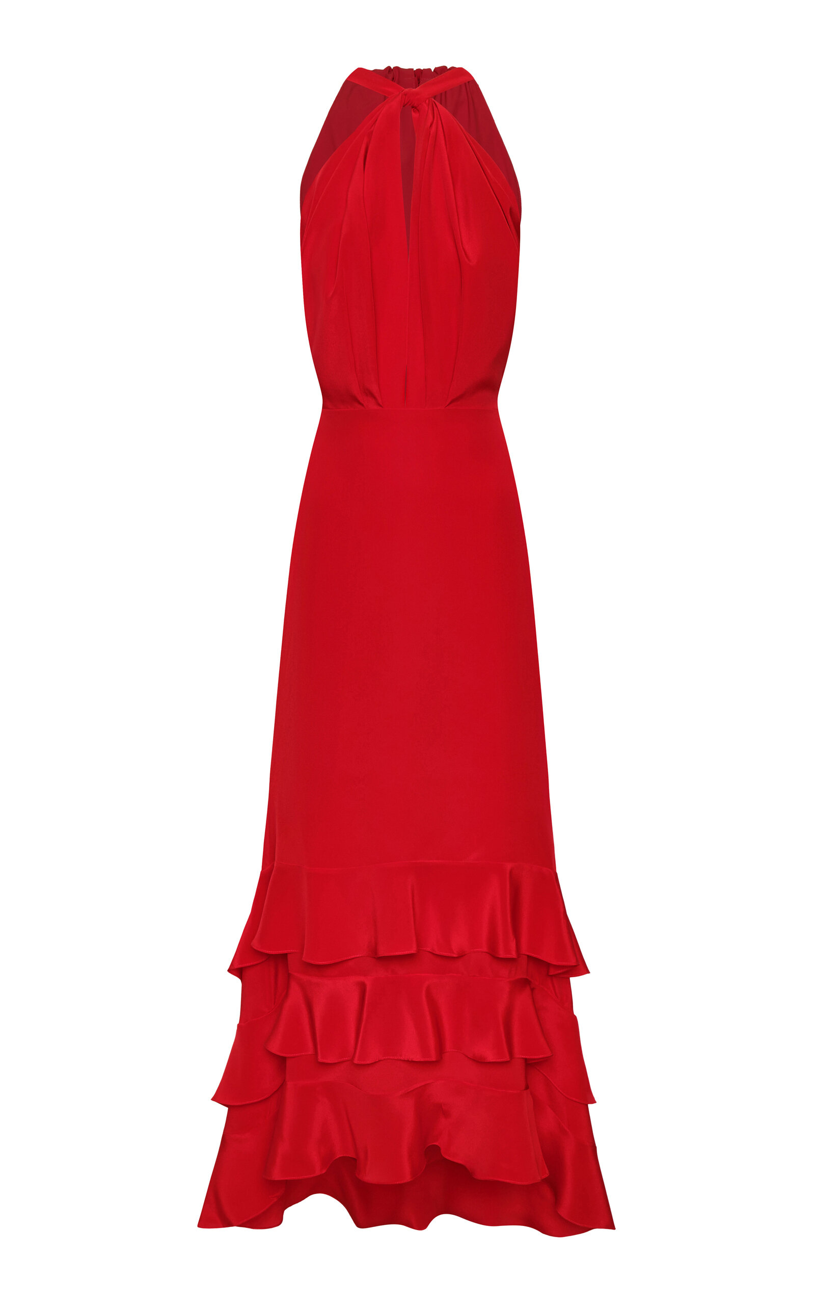 Andres Otalora Vino de Palma Halter Silk Crepe De Chine Maxi Dress - Moda Operandi