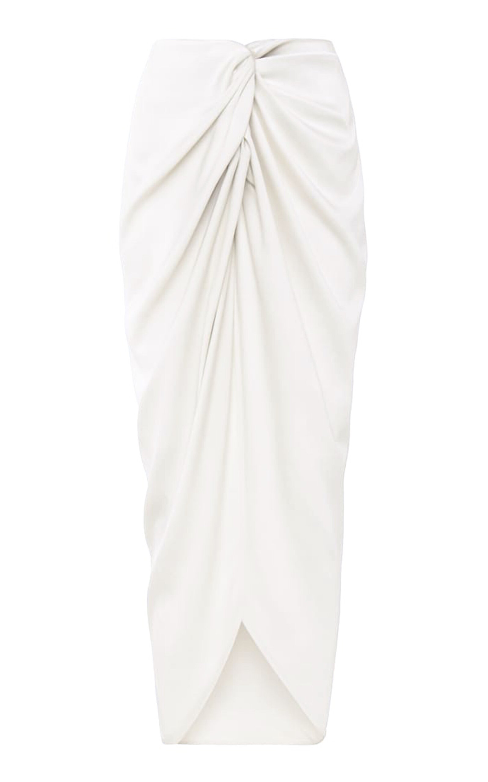 Andres Otalora - Cairo Twist-Front Cotton-Poplin Midi Skirt - Off-White - US 10 - Moda Operandi