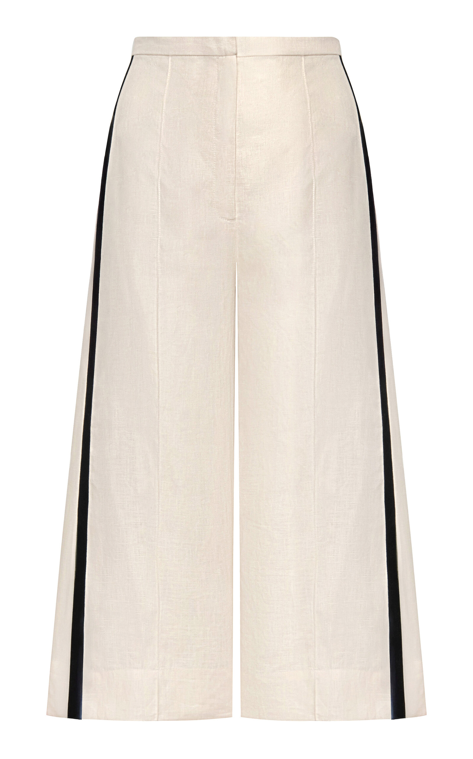 Andres Otalora Zahra Mid-Rise Linen Wide-Leg Culotte Pants
