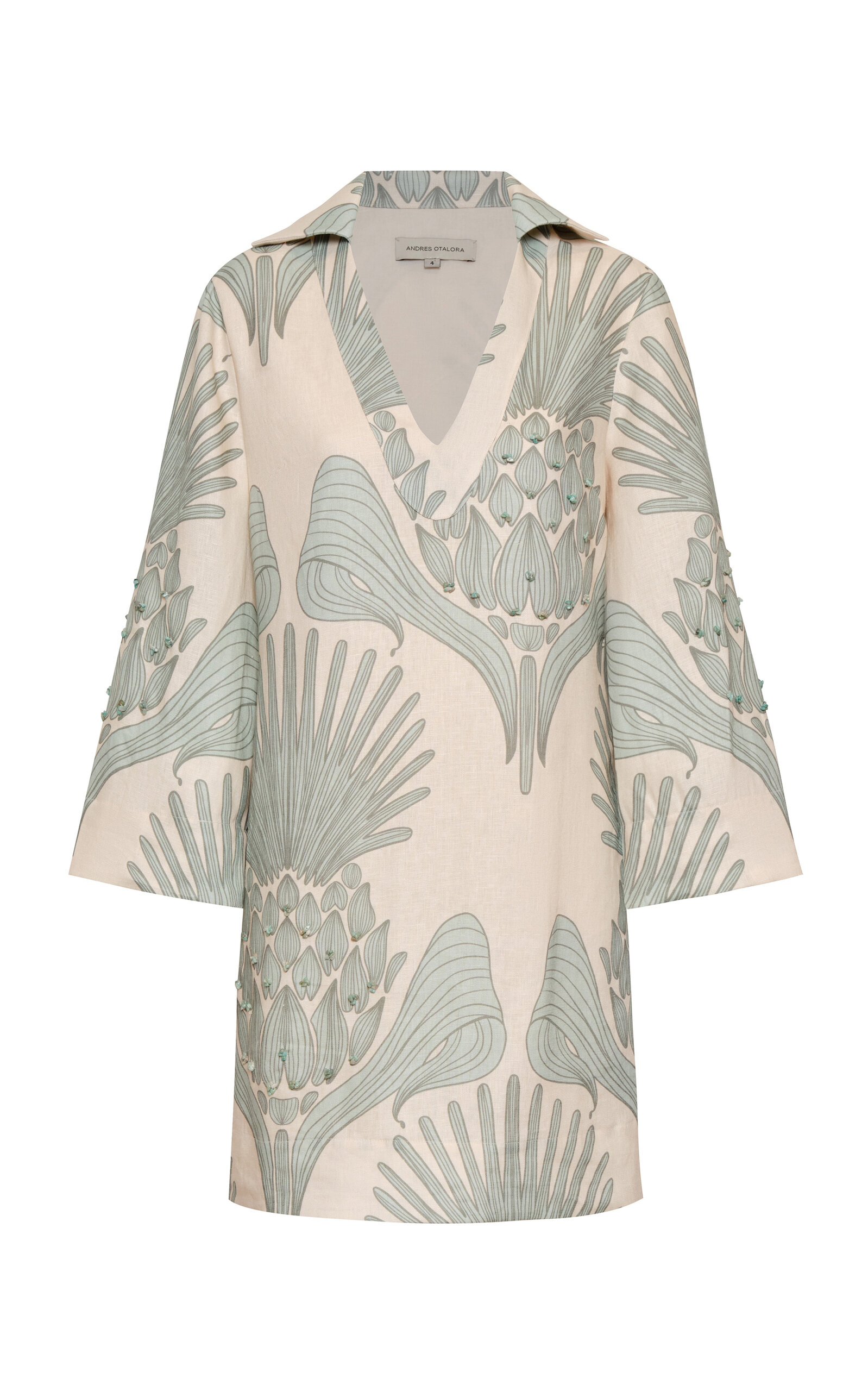 Andres Otalora Aziza Mia Embroidered Linen Mini Tunic