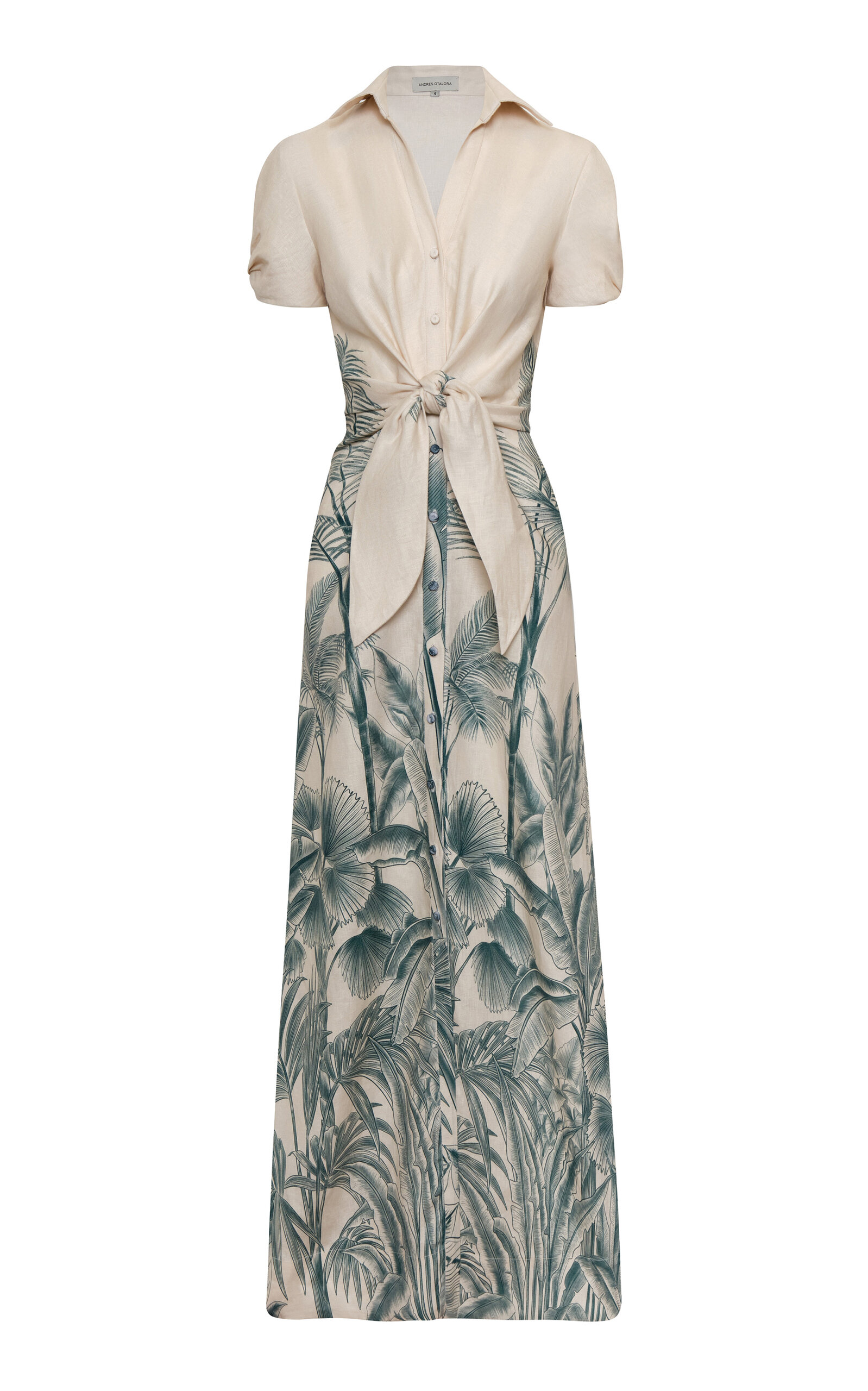 Andres Otalora Bahira Printed Linen Maxi Dress