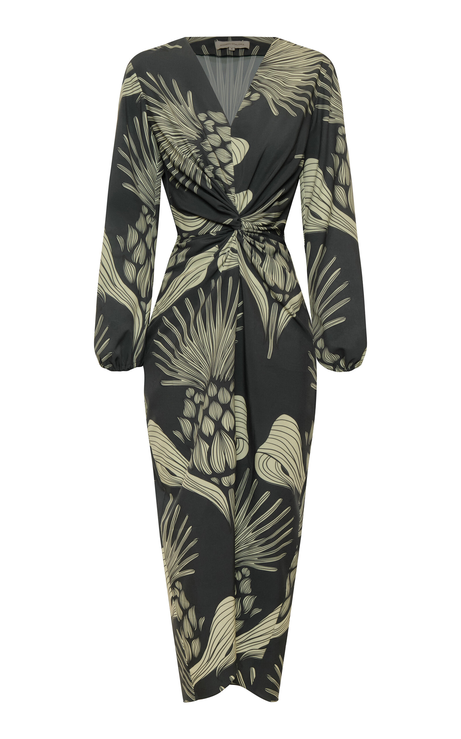 Andres Otalora Nia Serena Printed Crepe De Chine Midi Dress
