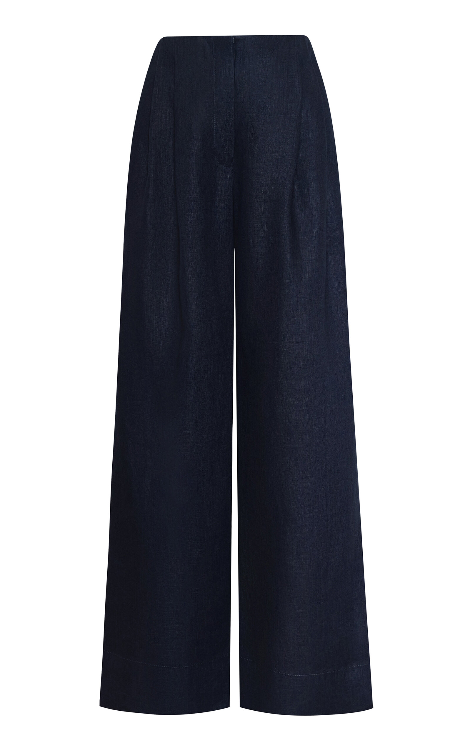 Andres Otalora Ancestra High-Rise Linen Wide-Leg Pants