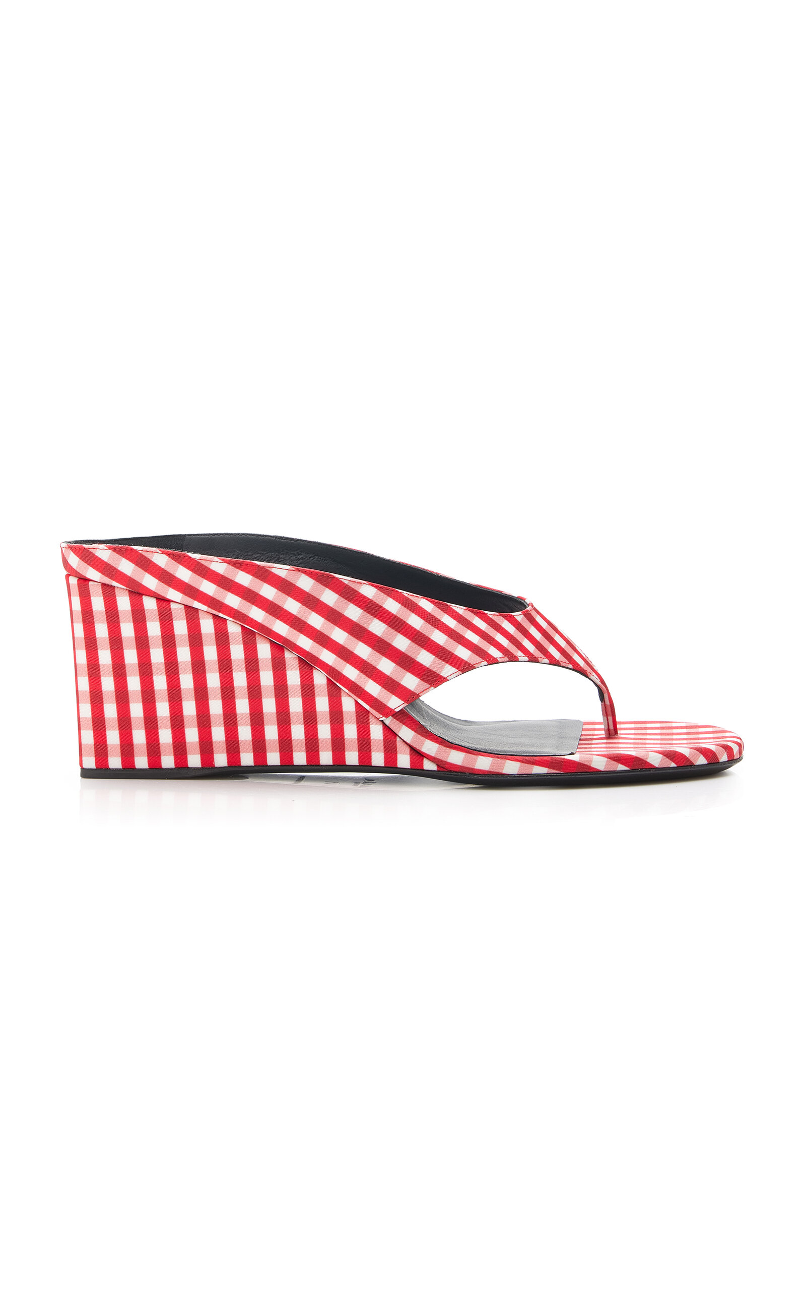 ALAÏA Cube Gingham Thong Wedge Sandals - Moda Operandi