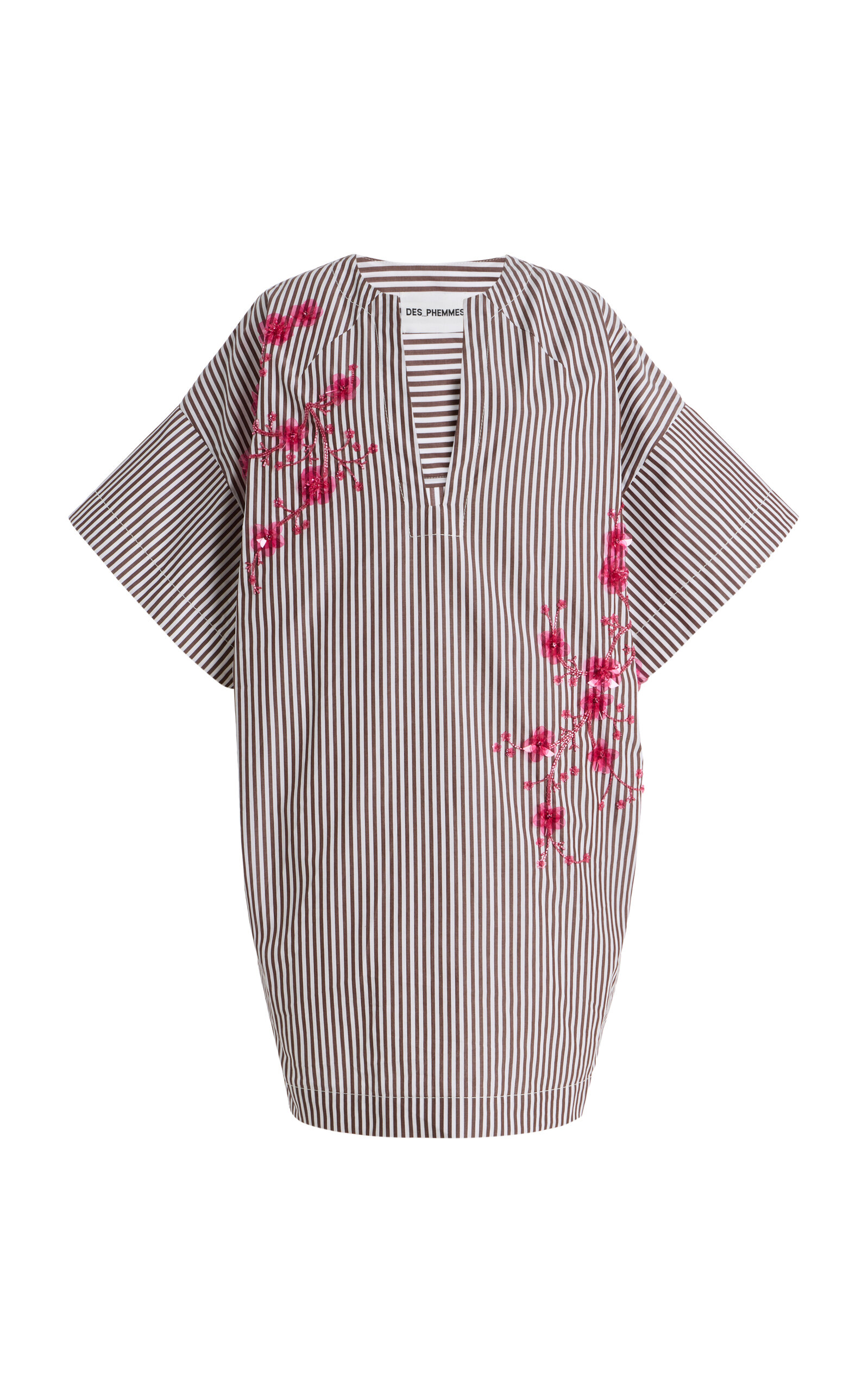 DES_PHEMMES Exclusive La Isla Cocoon Striped Cotton-Poplin Mini Dress