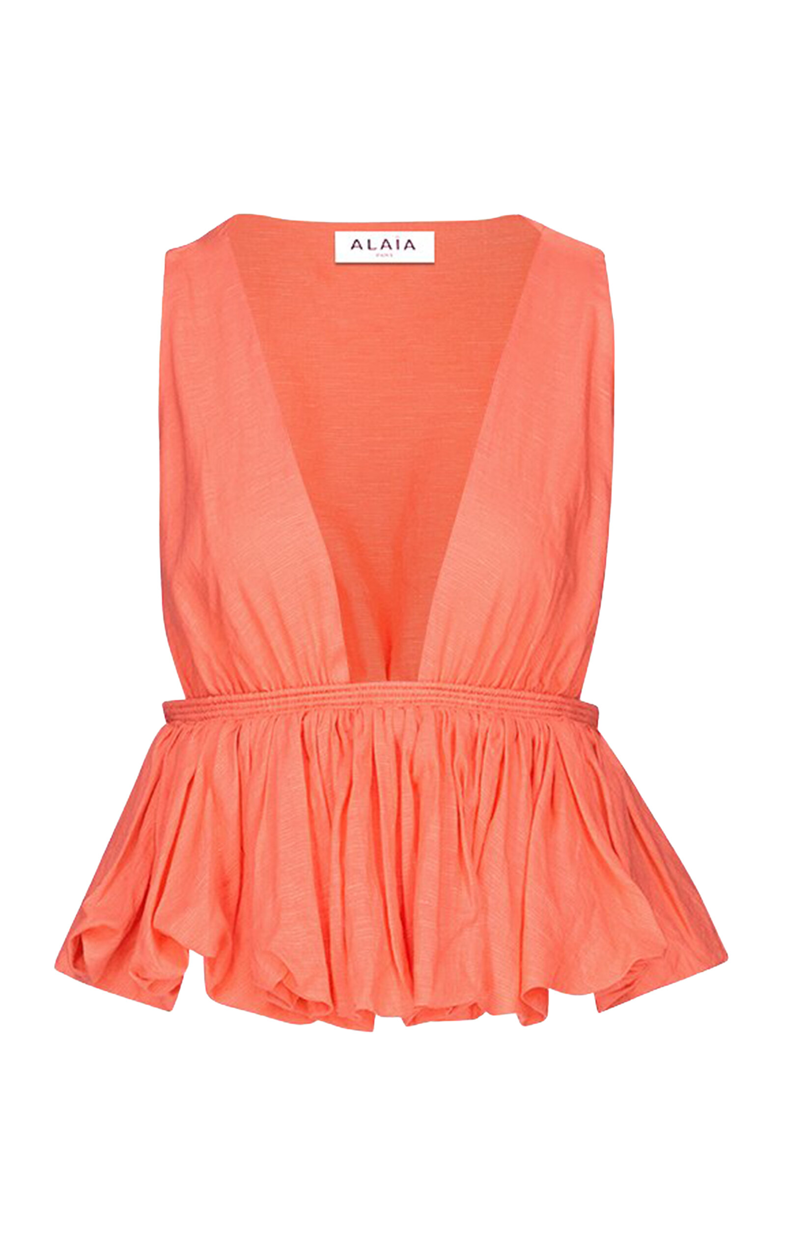 ALAÏA Peplum-Hem Cotton-Blend Top