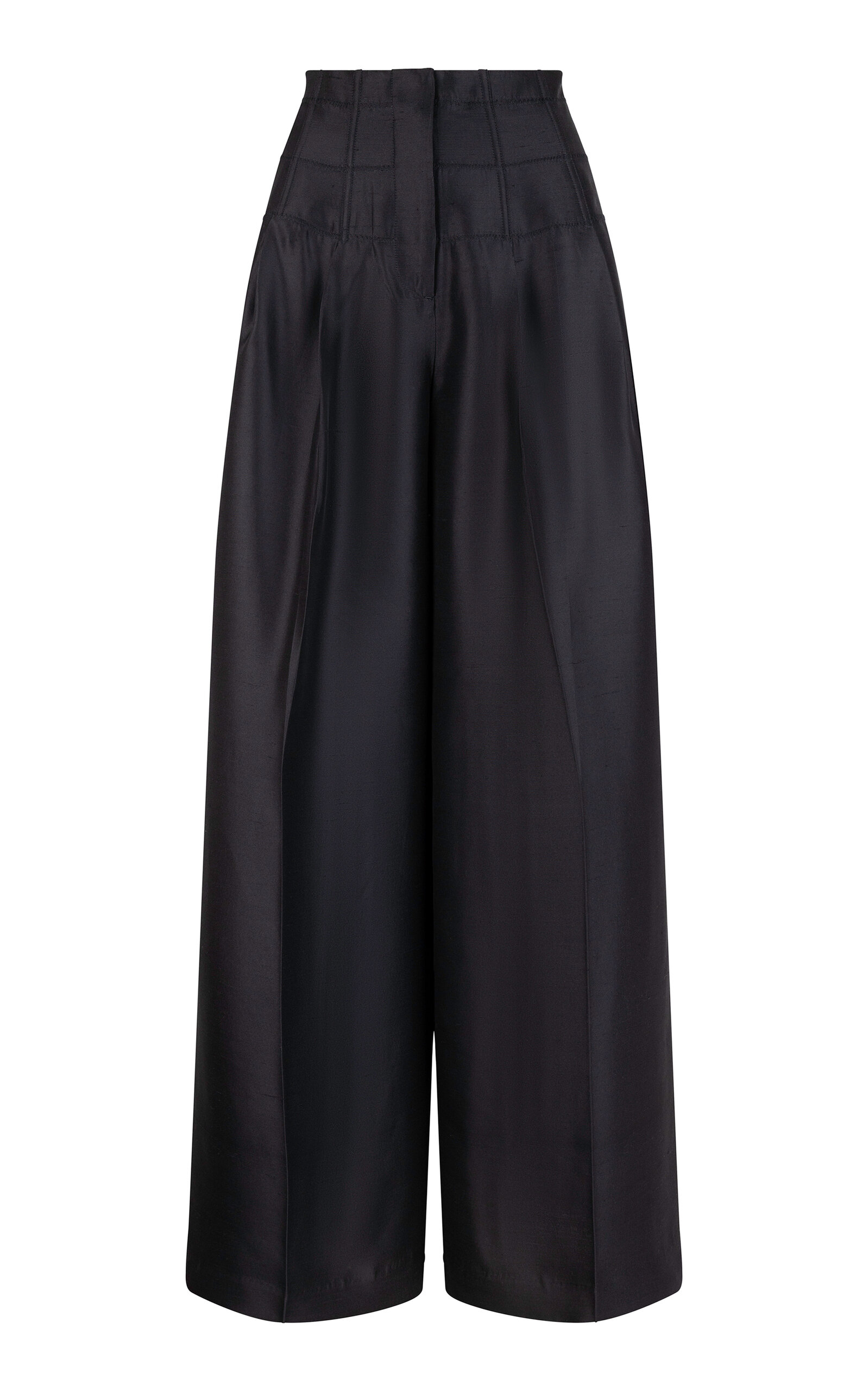 Heirlome Condesa Baggy Mid-Rise Wide-Leg Silk Trousers
