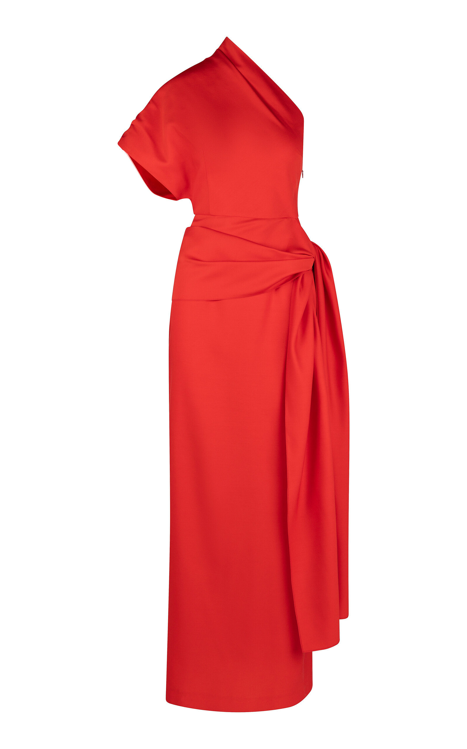 Heirlome - Helena One-Shoulder Layered Silk Maxi Dress - Red - US 4 - Moda Operandi