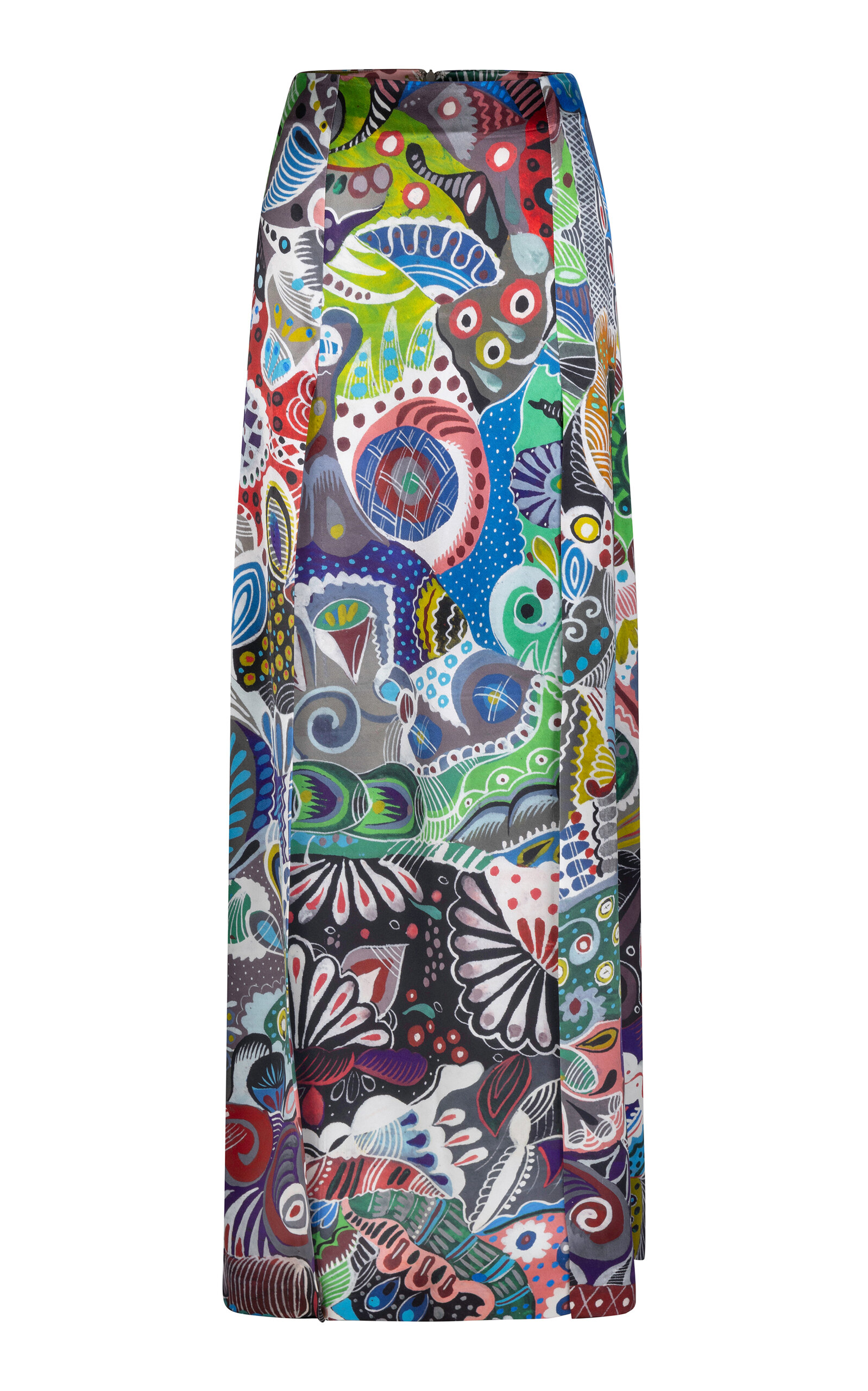 Heirlome Florence Patterned Mid-Rise Paneled Silk Maxi Skirt