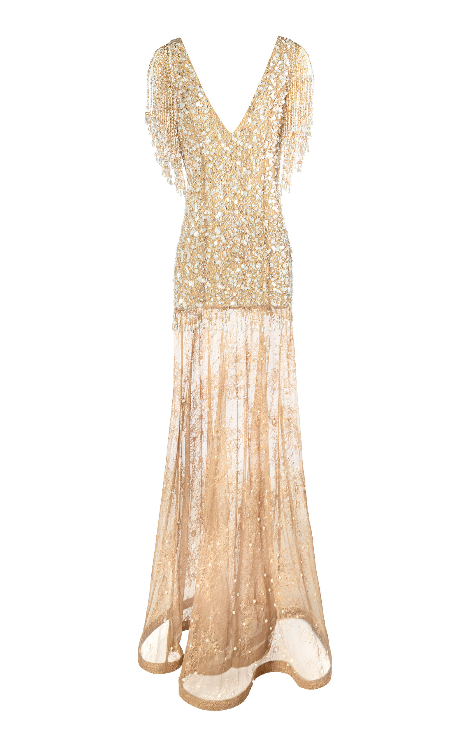 La Fuori Lacey Nude Glow Embellished Mesh Gown | Thumbnail 3 La Fuori Lacey Nude Glow Embellished Mesh Gown | Thumbnail 3
