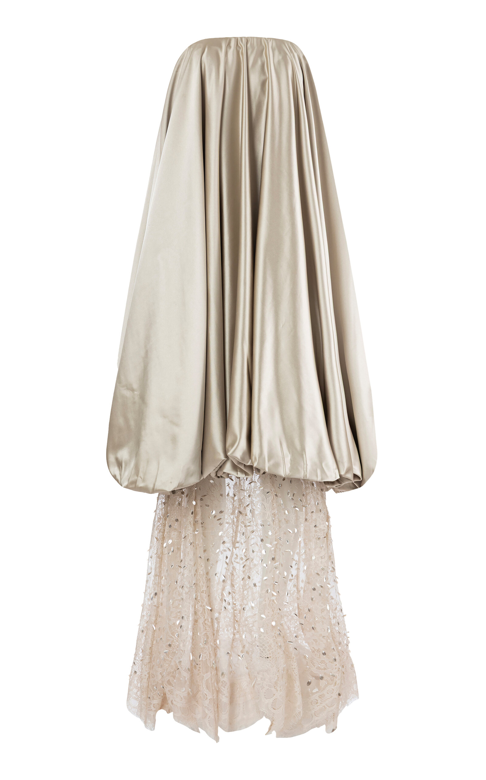 La Fuori Champagne Lace & Duchesse Satin Gown