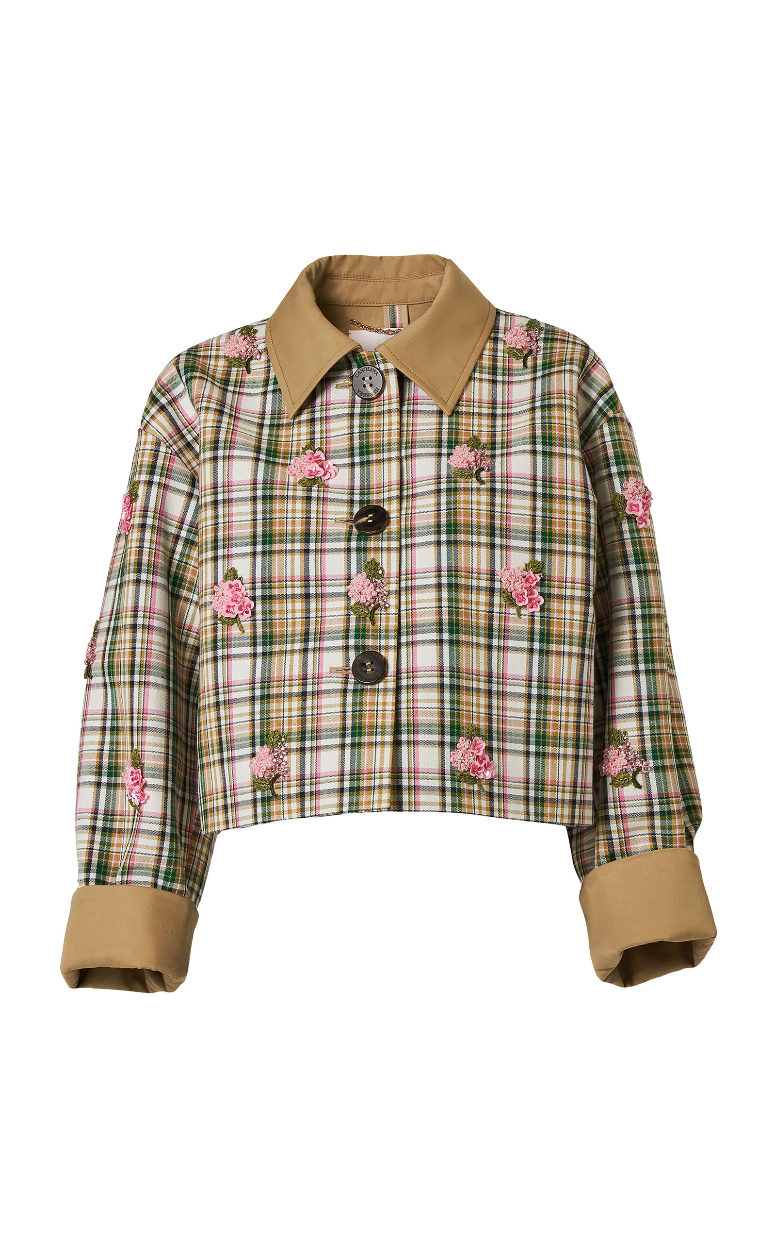 Carolina Herrera - Embroidered Check Plaid Tailoring Jacket - Multi - US 2 - Moda Operandi