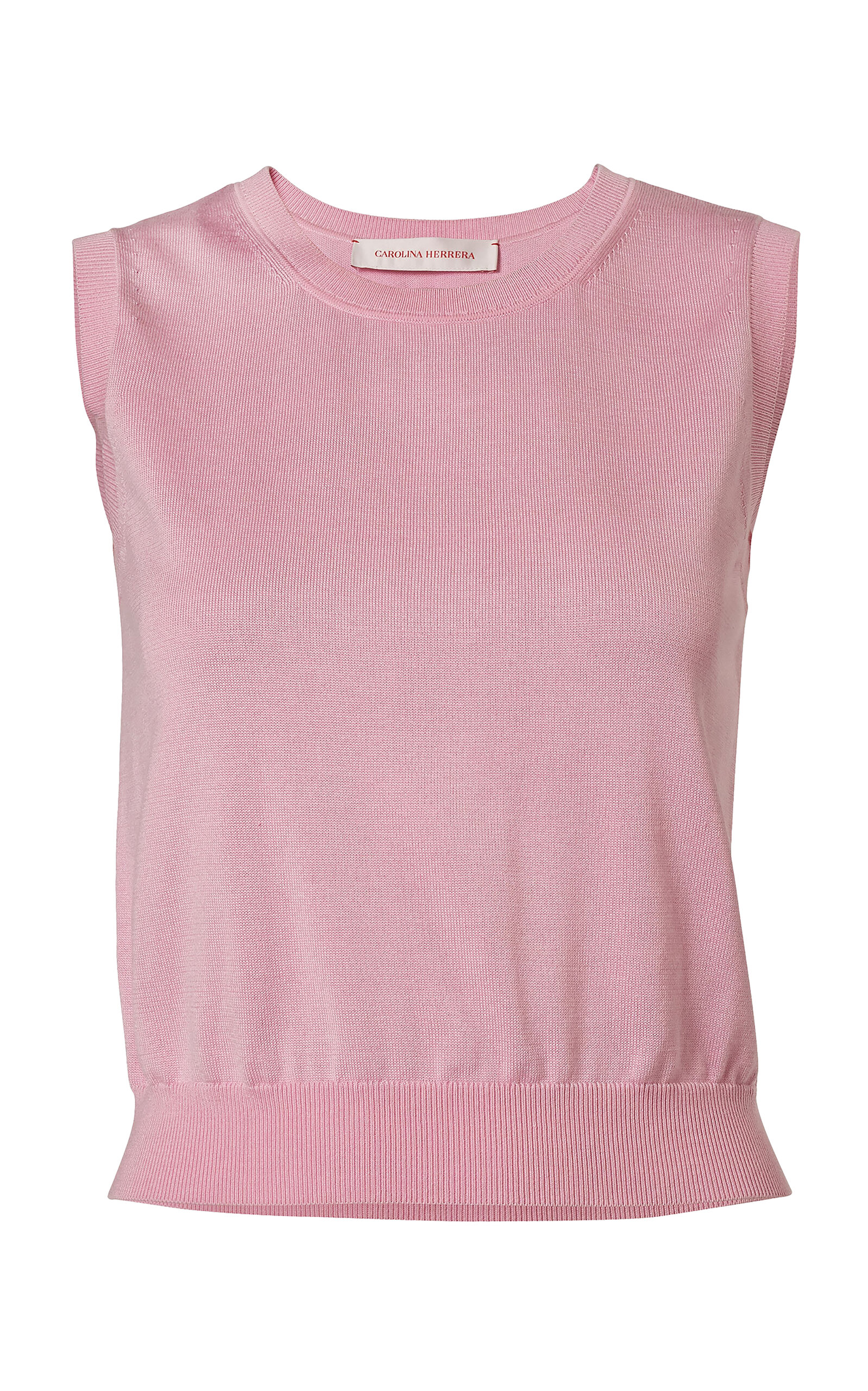 Carolina Herrera Crew Neck Signature Silk-Cotton Tank Top