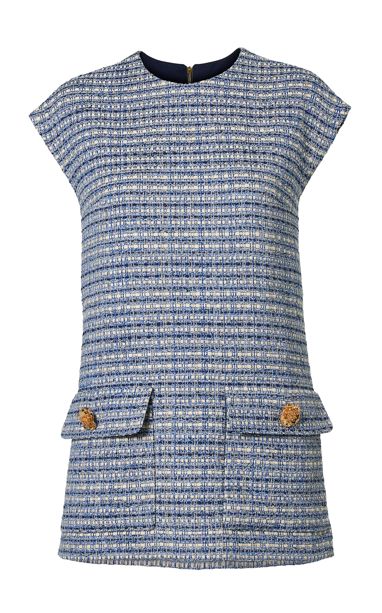 Carolina Herrera Belted Cotton-Blend Tweed Top