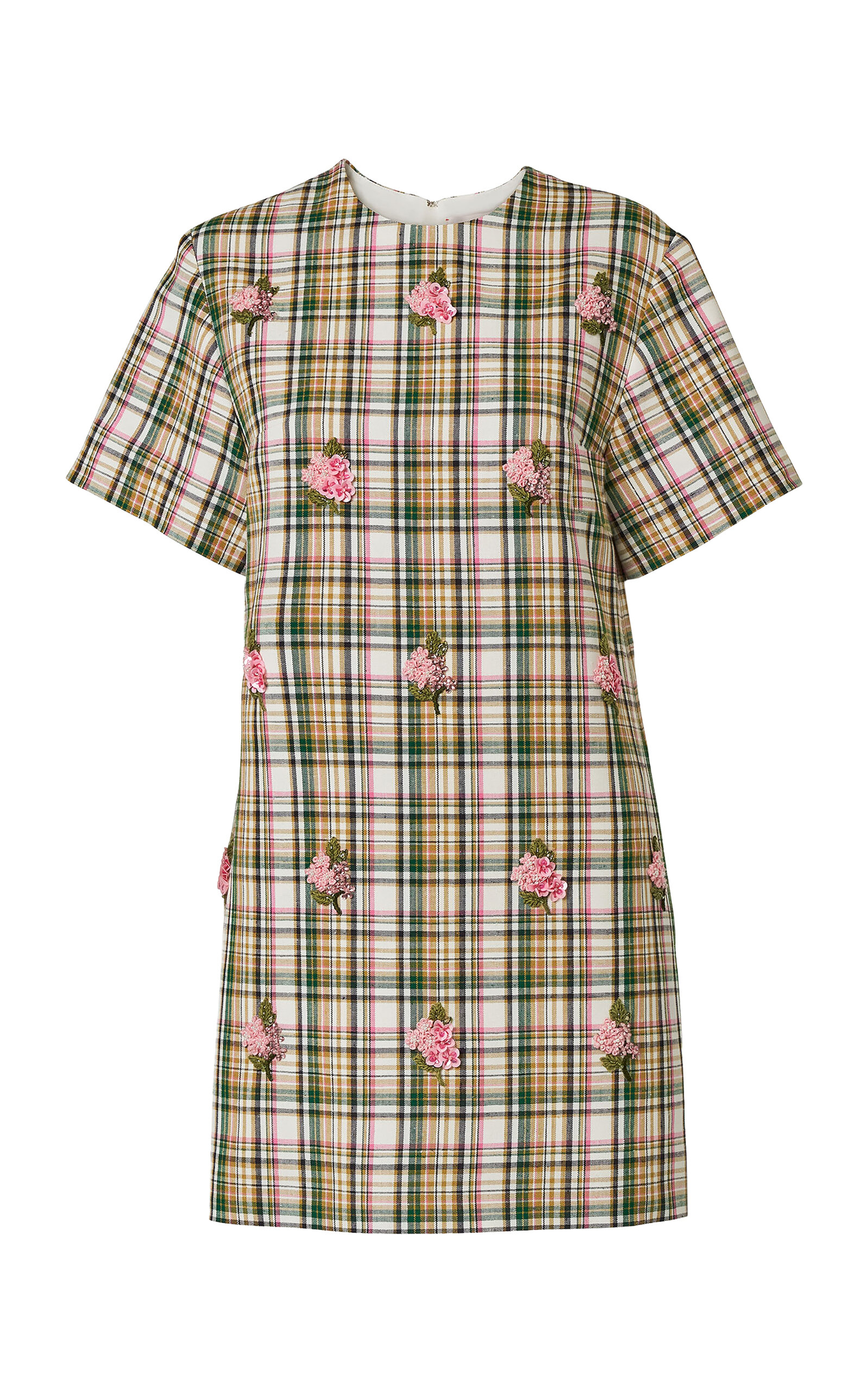 Carolina Herrera - Embroidered Check Plaid Tailoring Shift Dress - Multi - US 2 - Moda Operandi