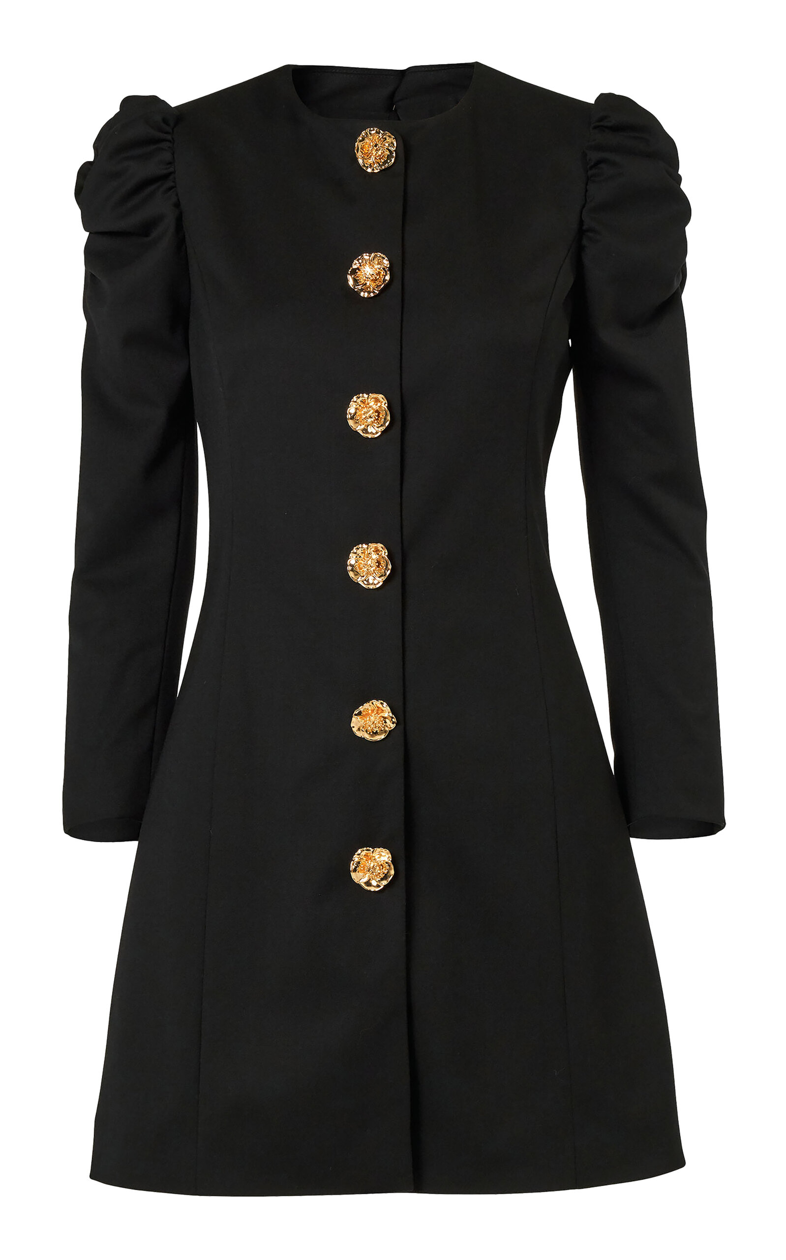 Carolina Herrera Puff-Sleeve Stretch-Wool Tailoring Mini Dress