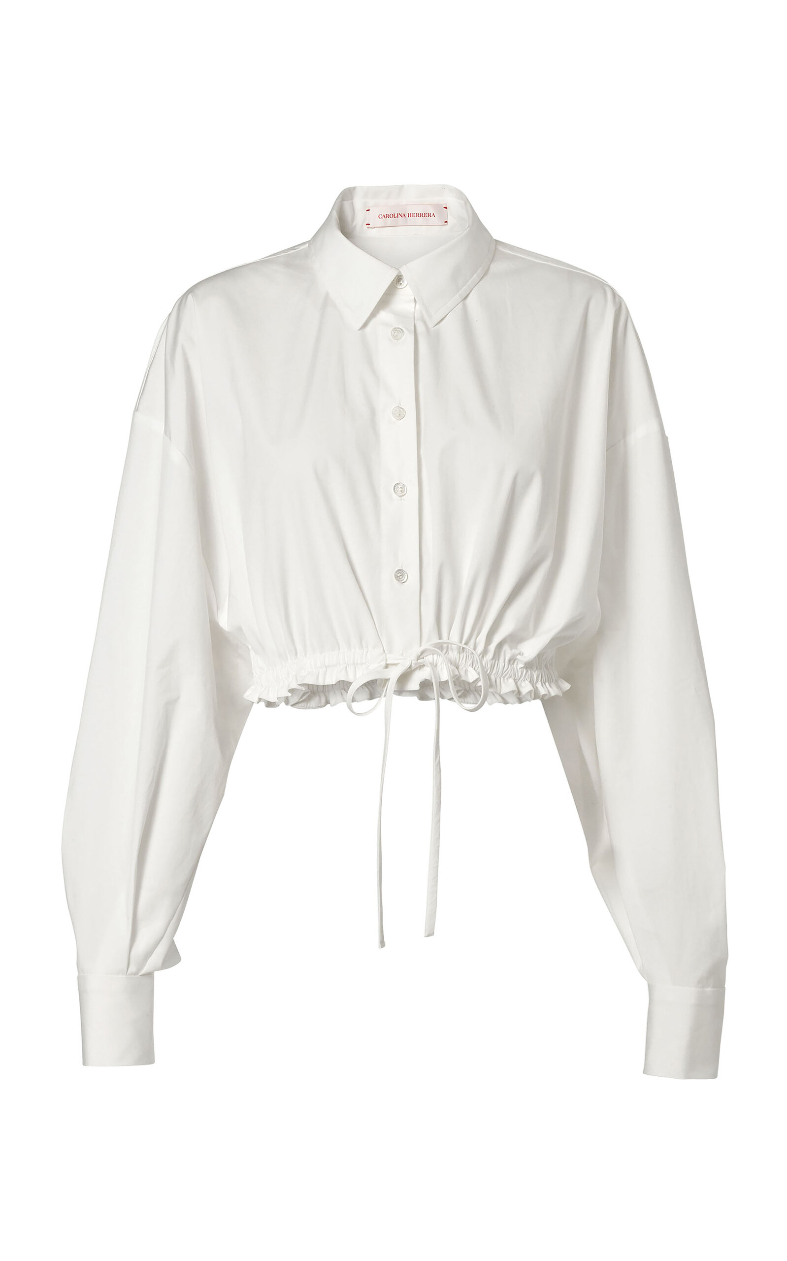 Carolina Herrera Cropped Stretch-Cotton Shirting Top
